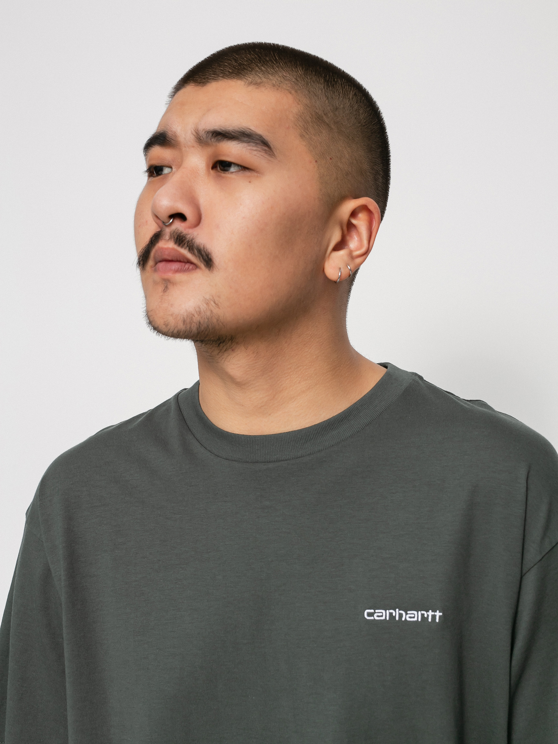 T-shirt Carhartt WIP Script Embroidery (hemlock green/white)