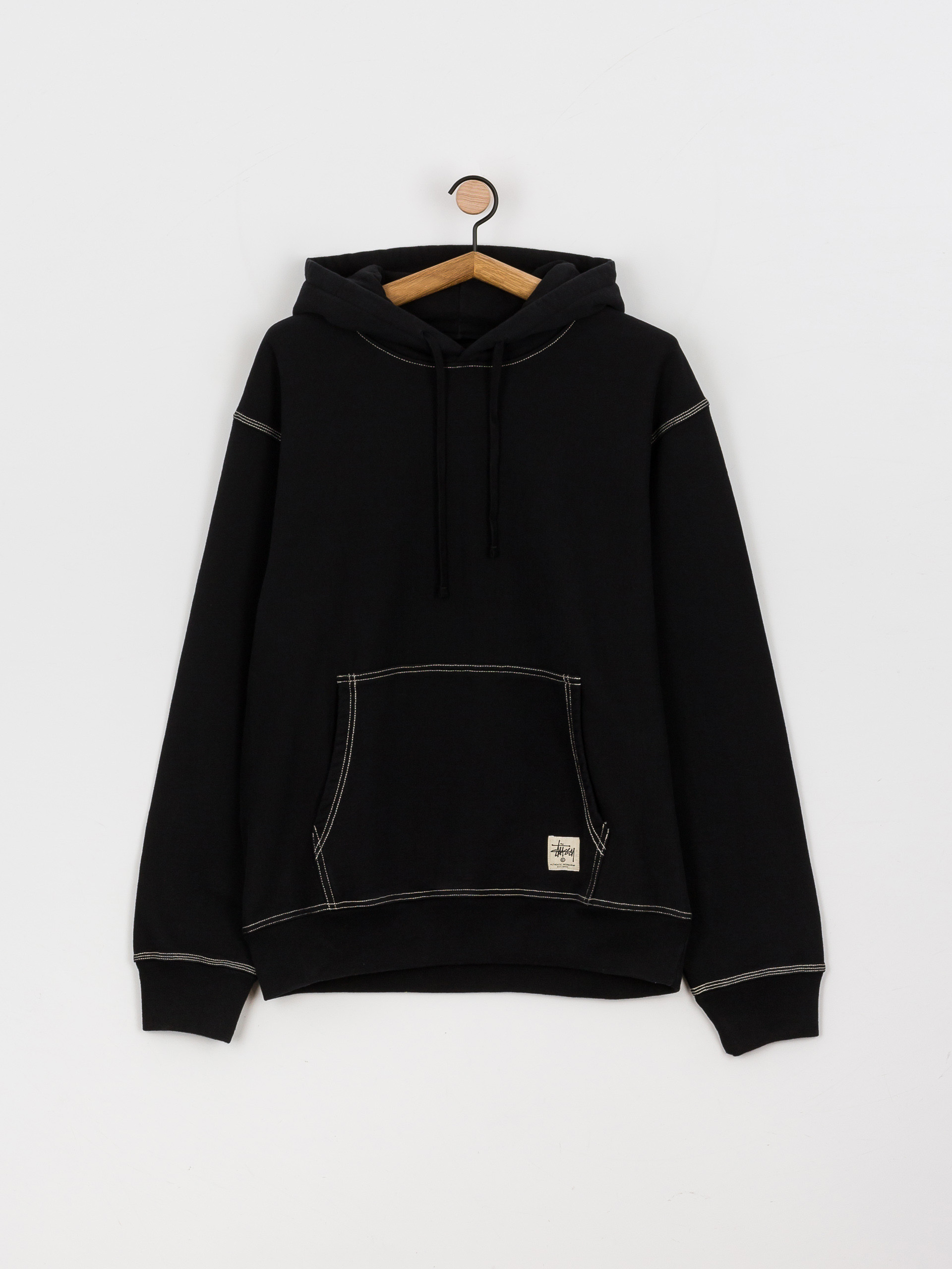 Bluza z kapturem Stussy Contrast Stitch Label HD (black)
