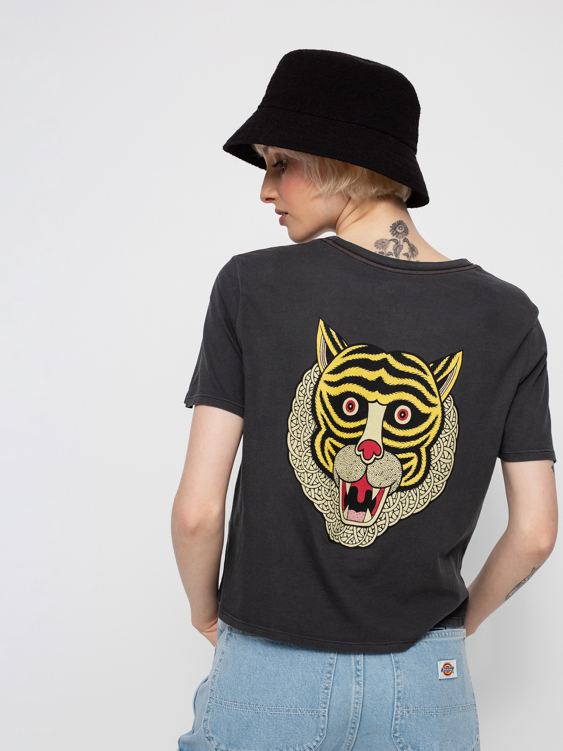 T-shirt RVCA Leines Tigerface Wmn (washed black)