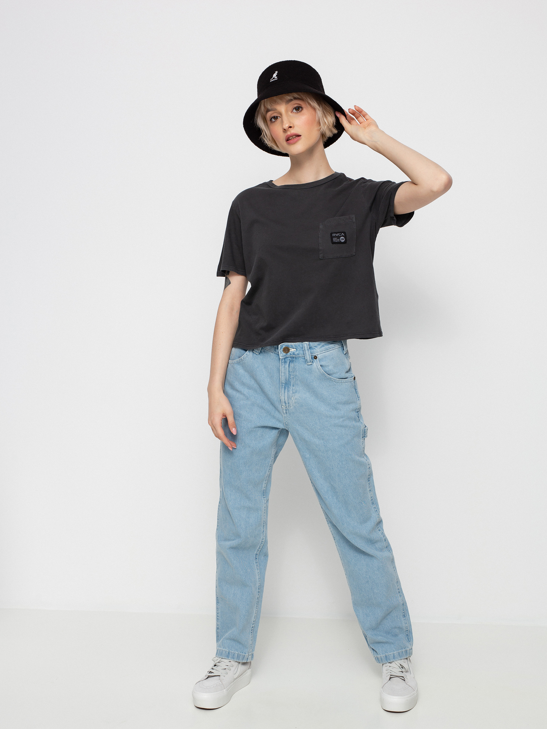 T-shirt RVCA Leines Tigerface Wmn (washed black)