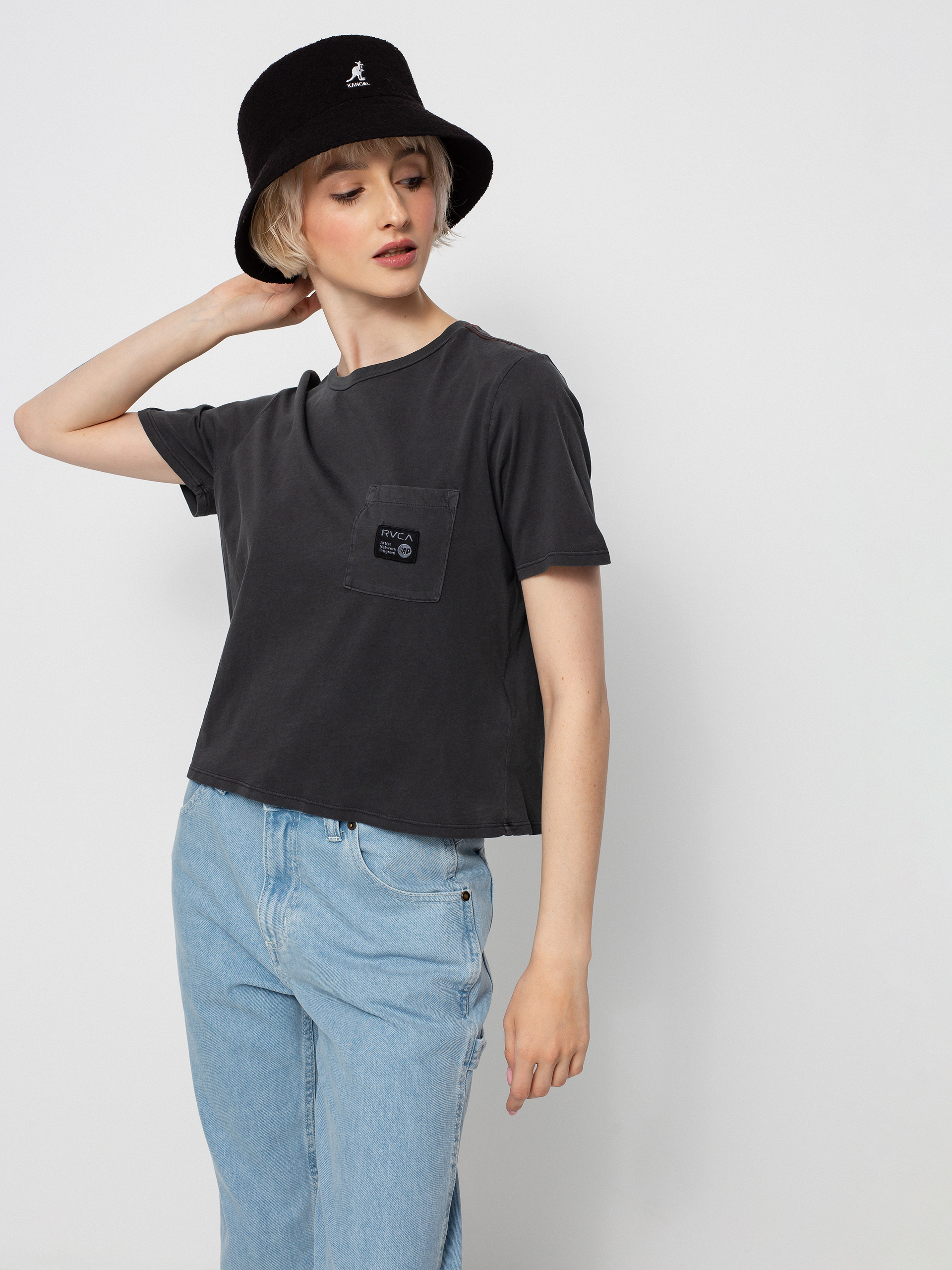 T-shirt RVCA Leines Tigerface Wmn (washed black)