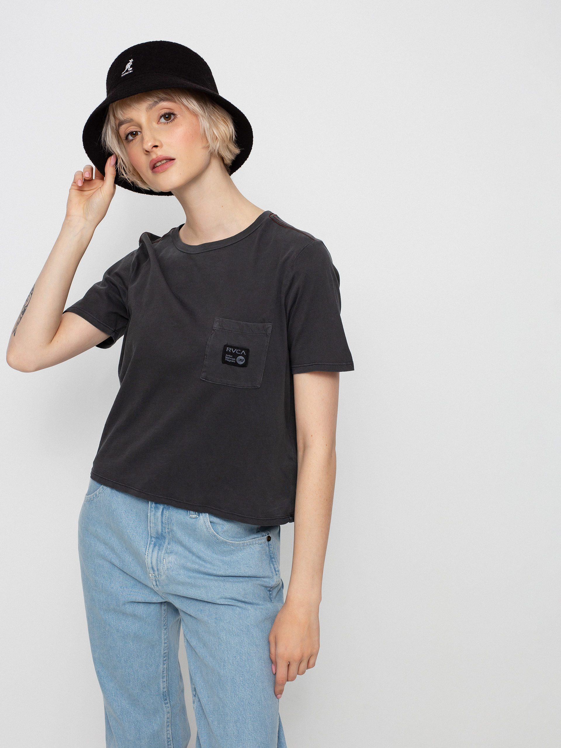 T-shirt RVCA Leines Tigerface Wmn (washed black)