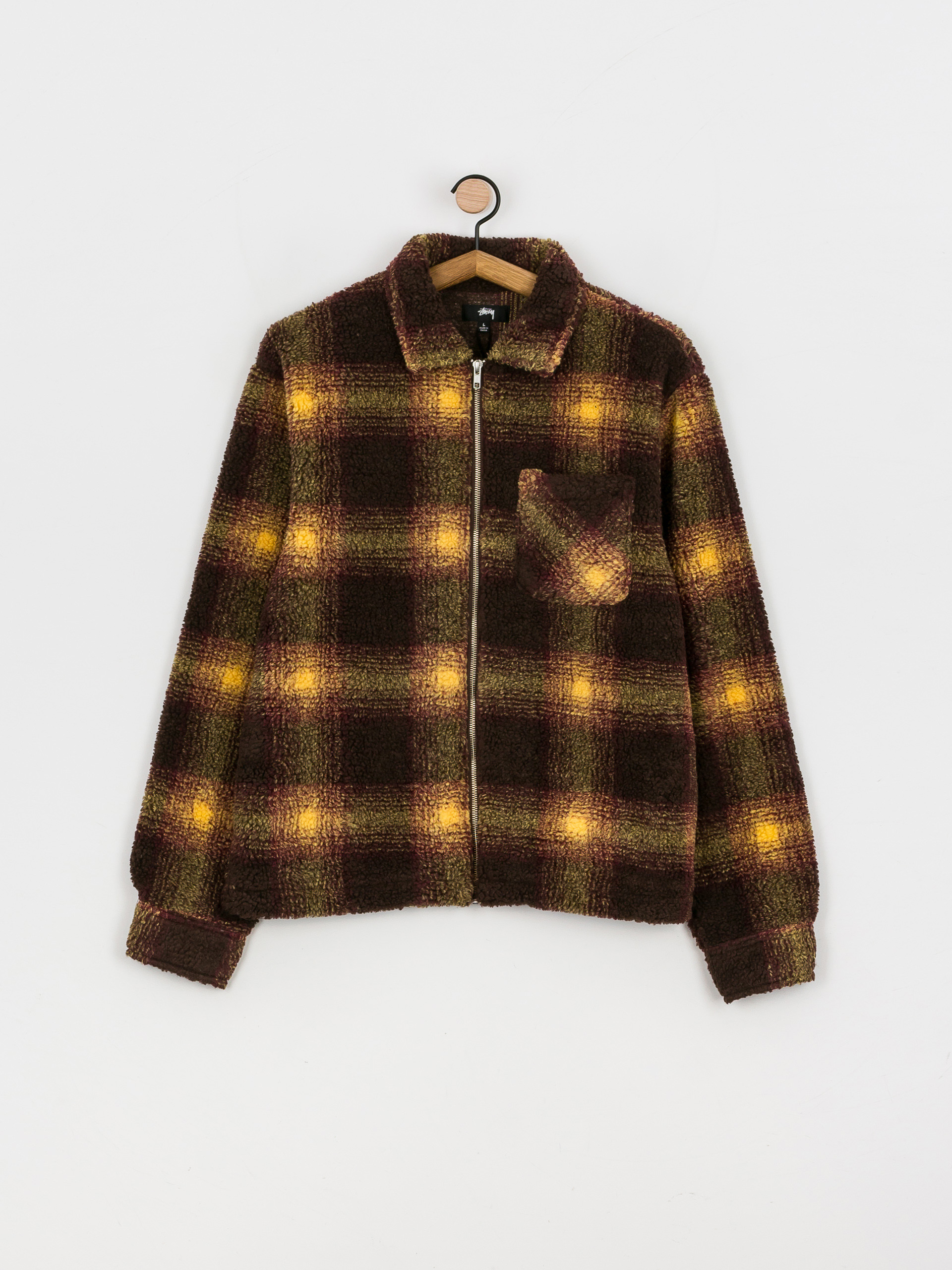 Kurtka Stussy Shadow Plaid Sherpa (brown)