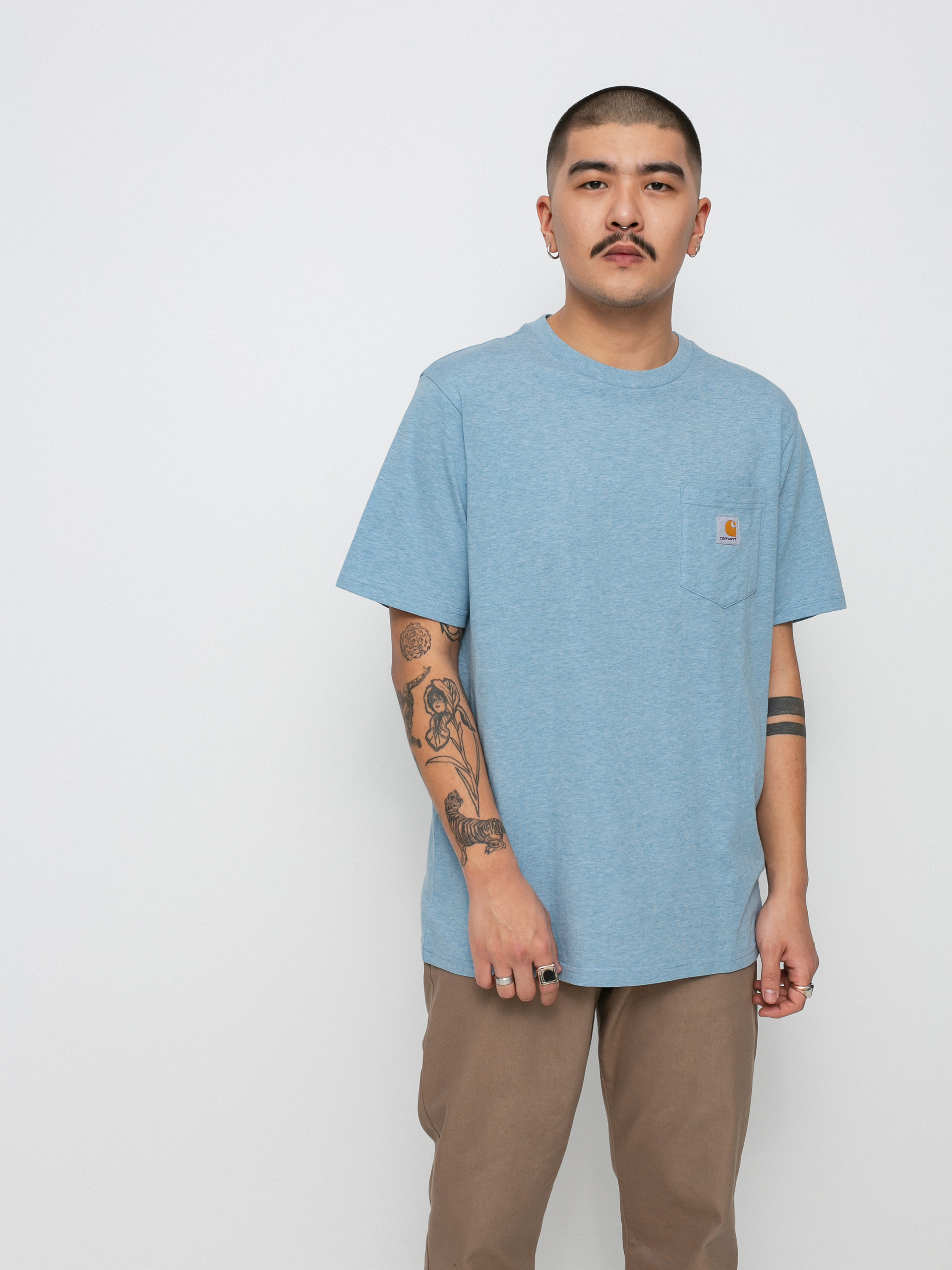 T-shirt Carhartt WIP Pocket (frosted blue heather)