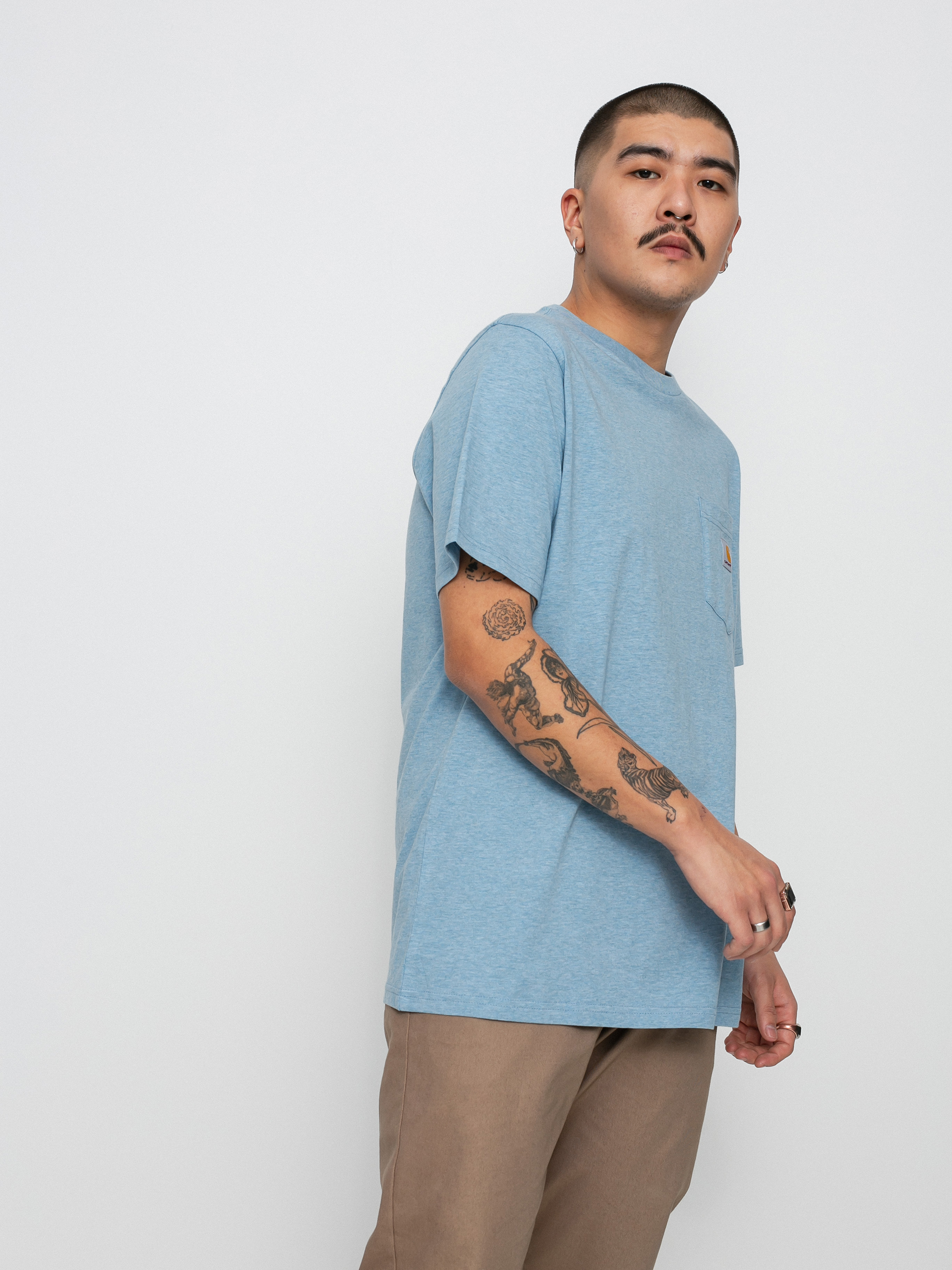 T-shirt Carhartt WIP Pocket (frosted blue heather)