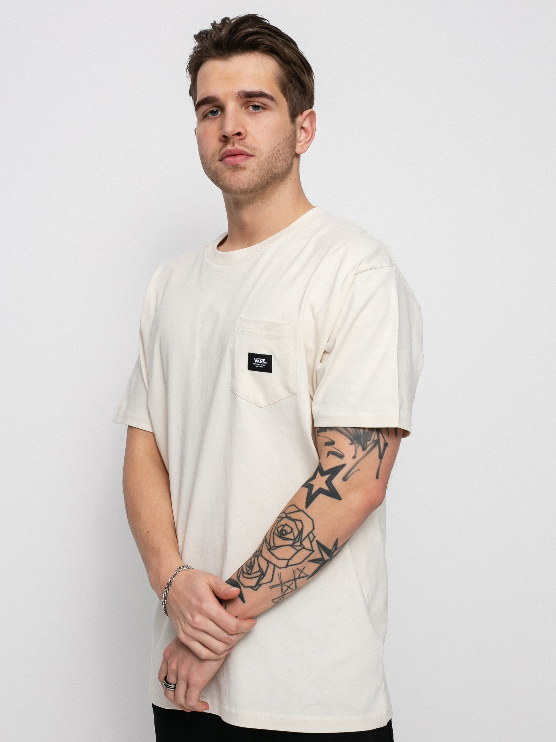 T-shirt Vans Woven Patch Pocket (antique white)