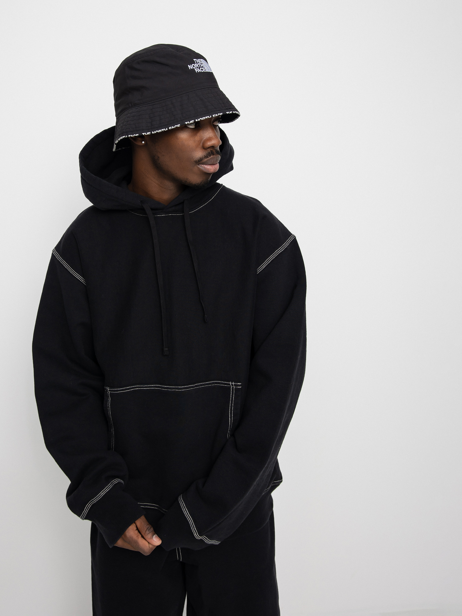 Bluza z kapturem Stussy Contrast Stitch Label HD (black)
