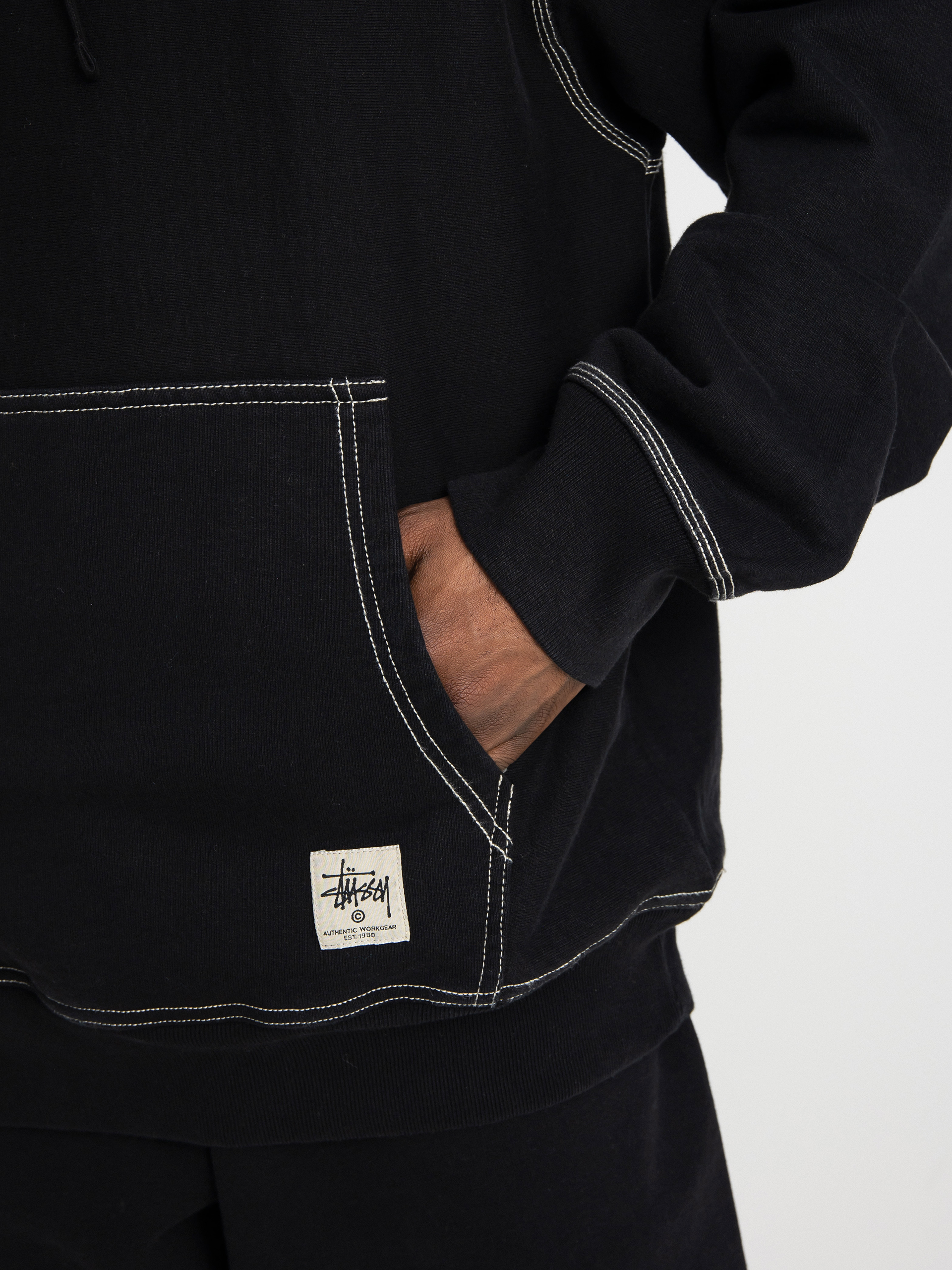 Bluza z kapturem Stussy Contrast Stitch Label HD (black)