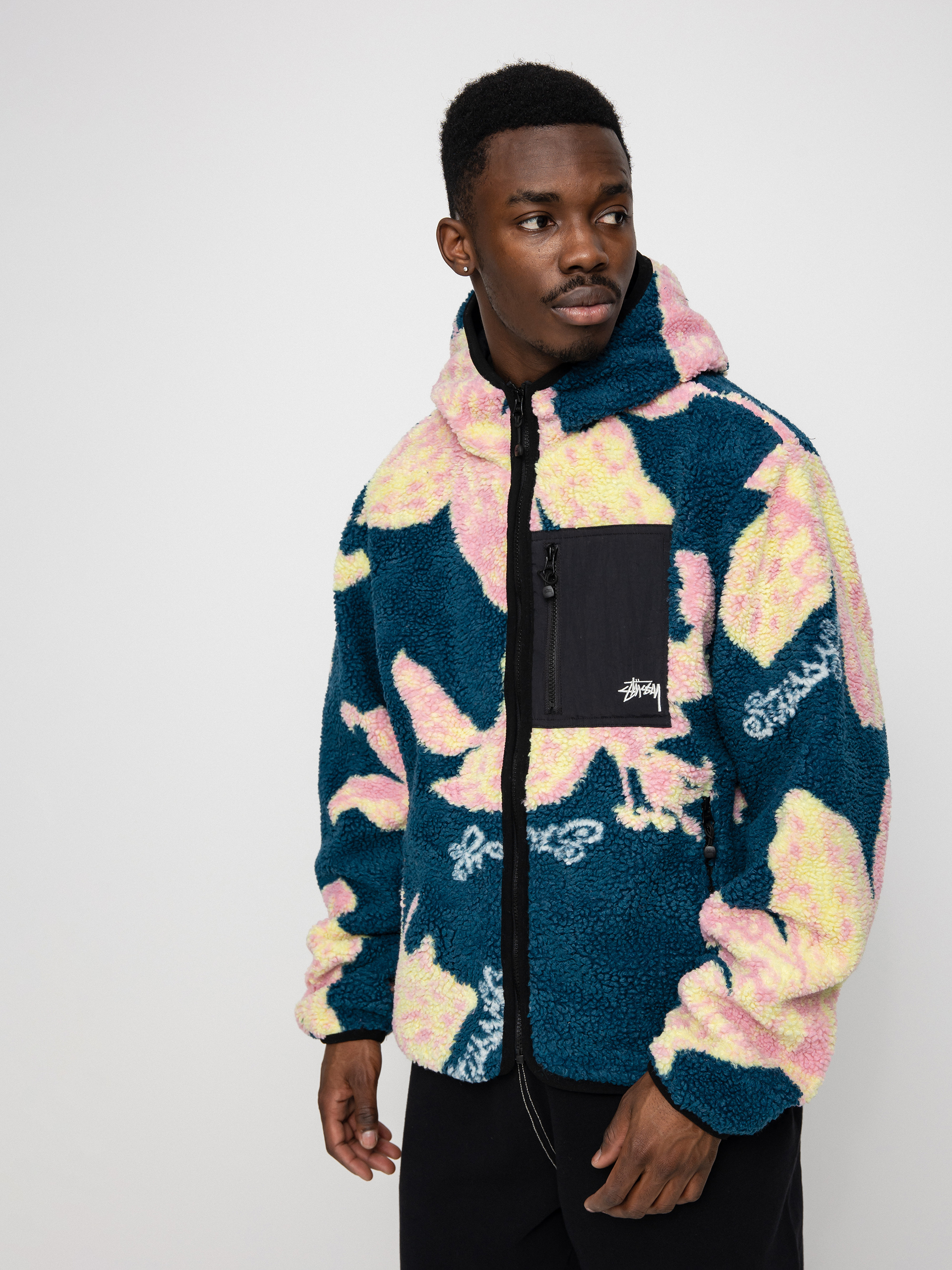 Męski Polar Stussy Floral Sherpa (dark teal)