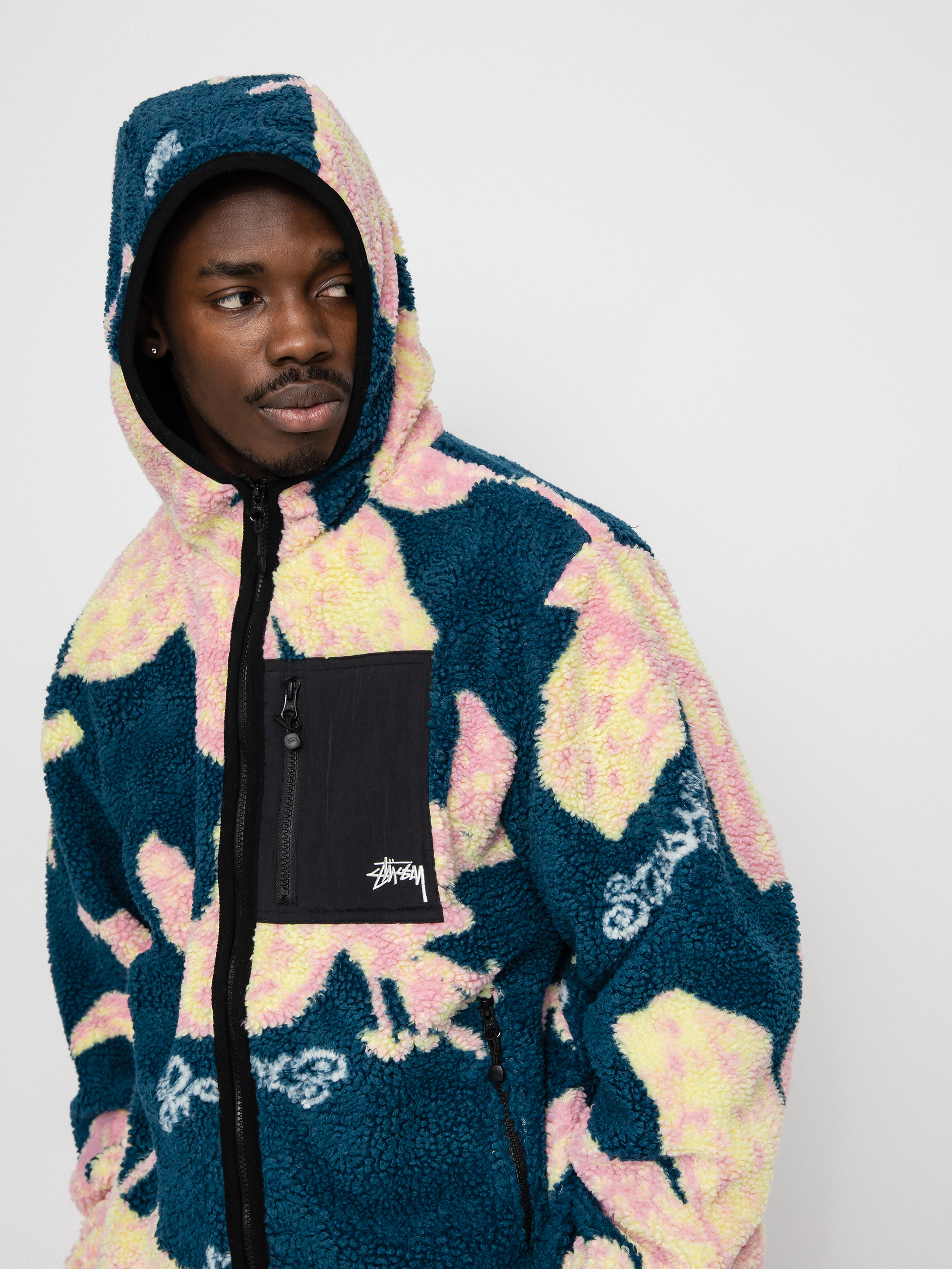Męski Polar Stussy Floral Sherpa (dark teal)