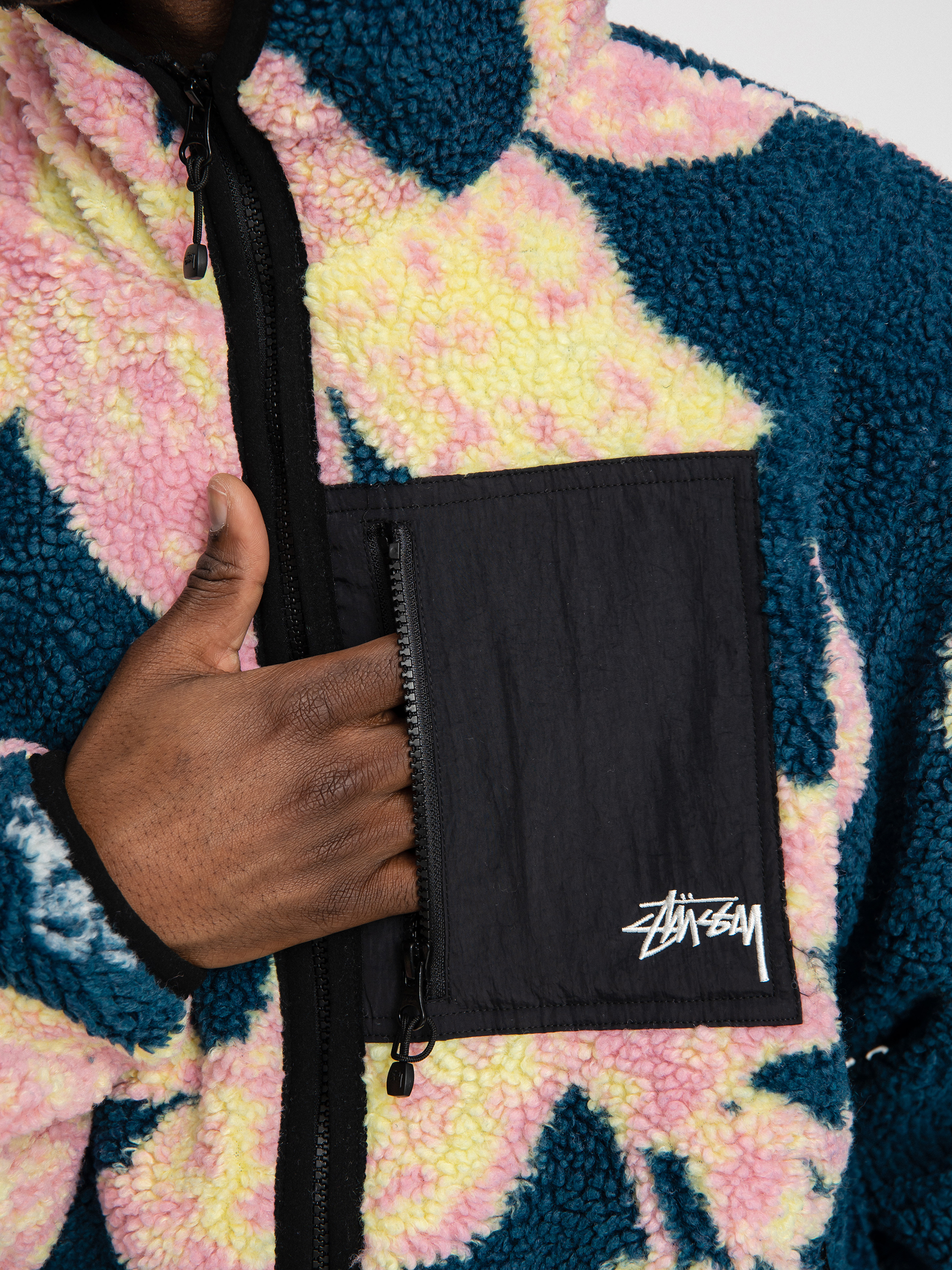 Męski Polar Stussy Floral Sherpa (dark teal)