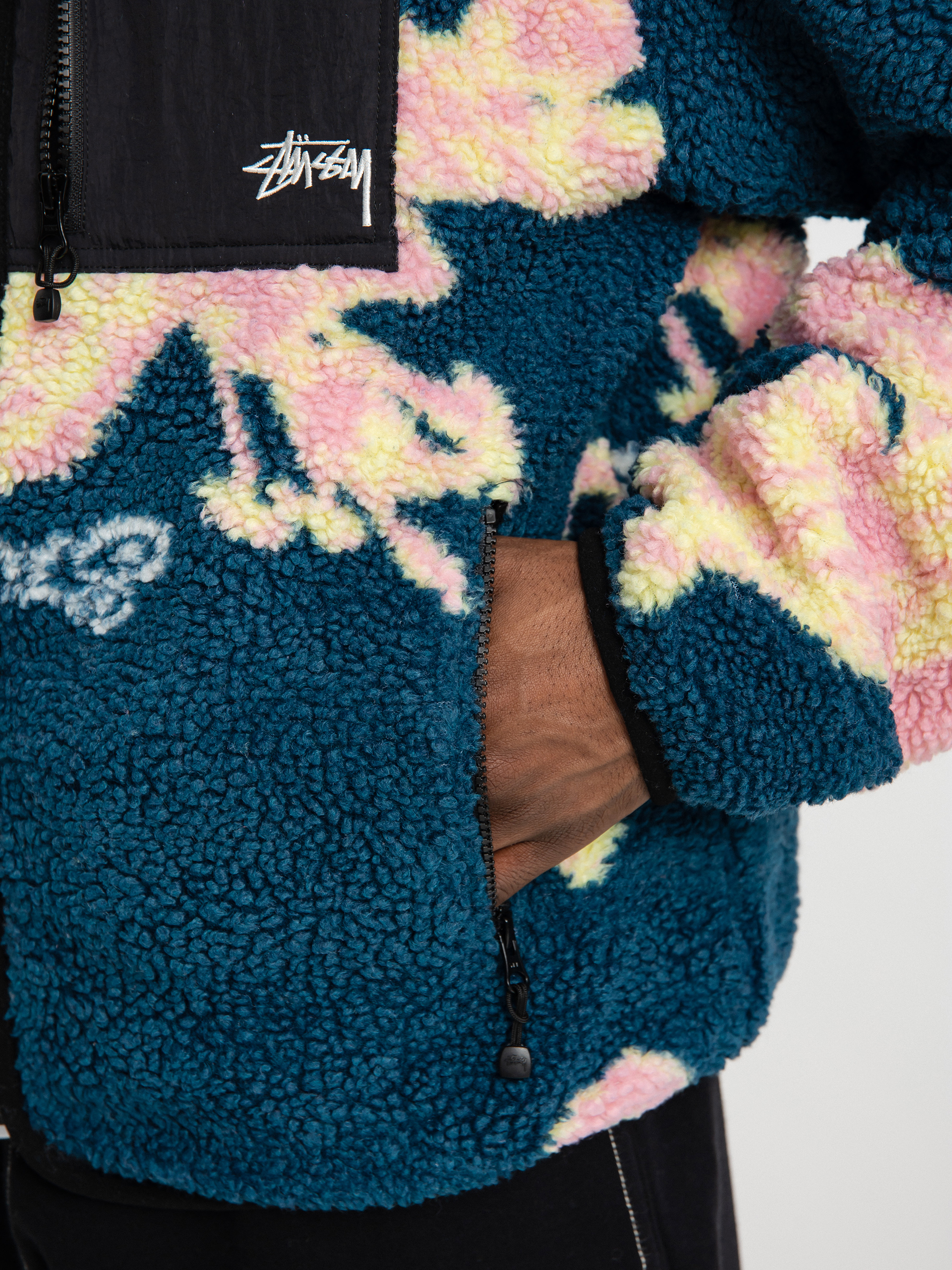 Męski Polar Stussy Floral Sherpa (dark teal)