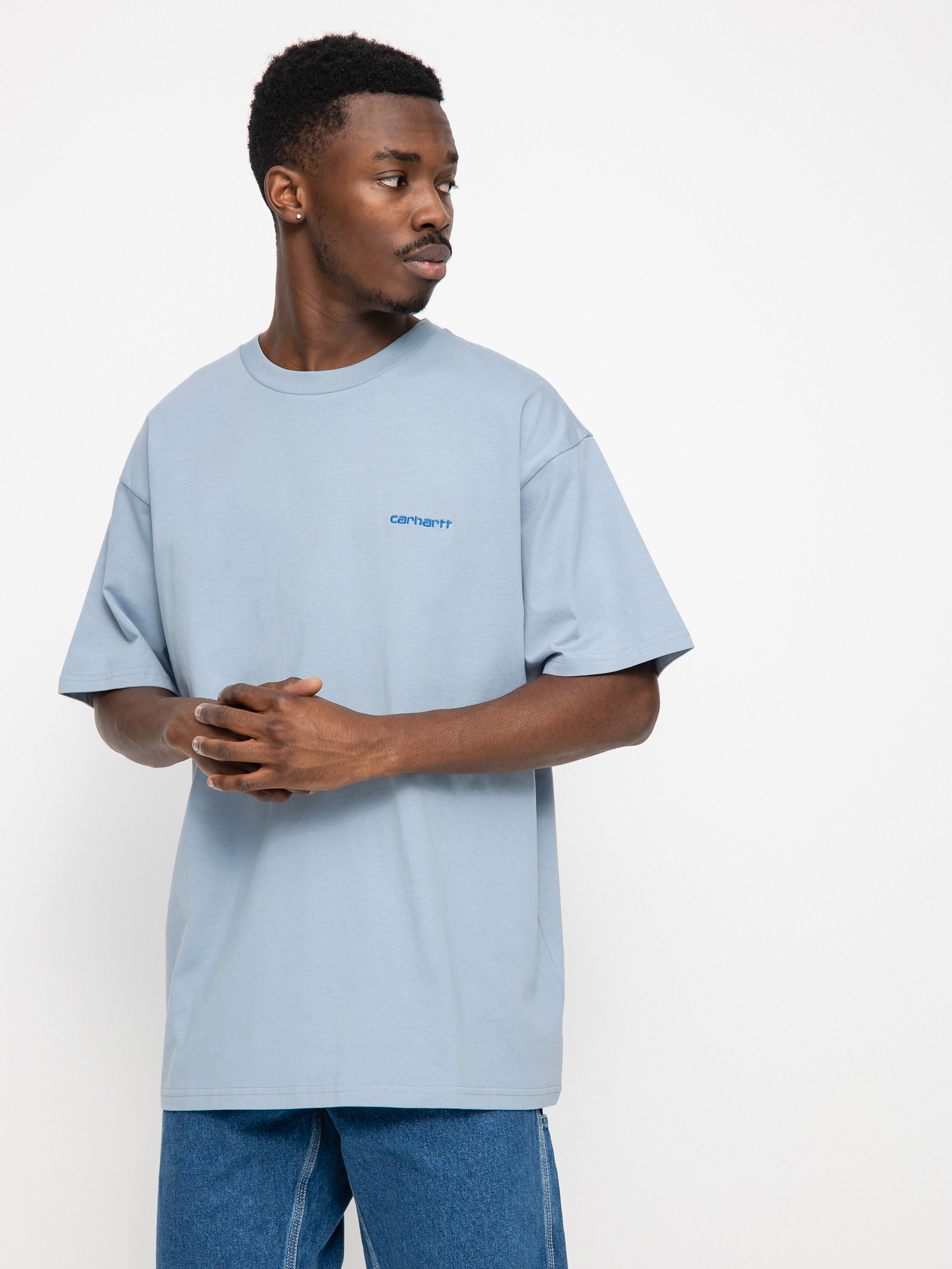 T-shirt Carhartt WIP Script Embroidery (frosted blue/gulf)