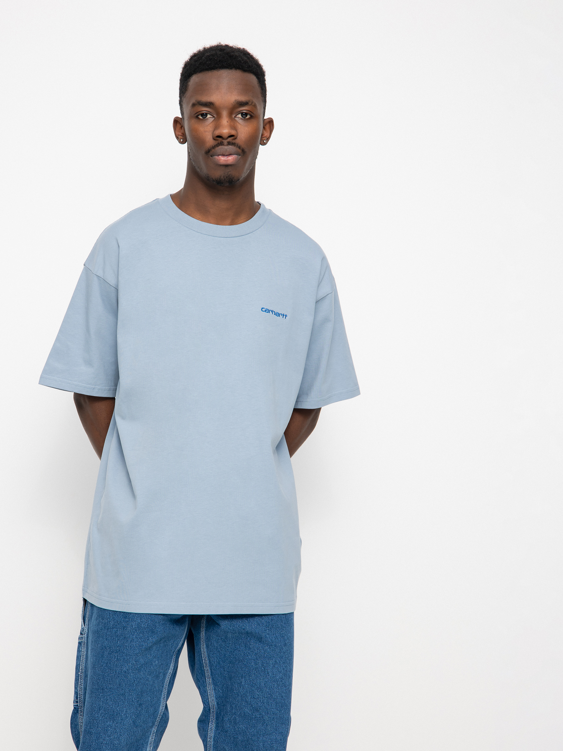 T-shirt Carhartt WIP Script Embroidery (frosted blue/gulf)