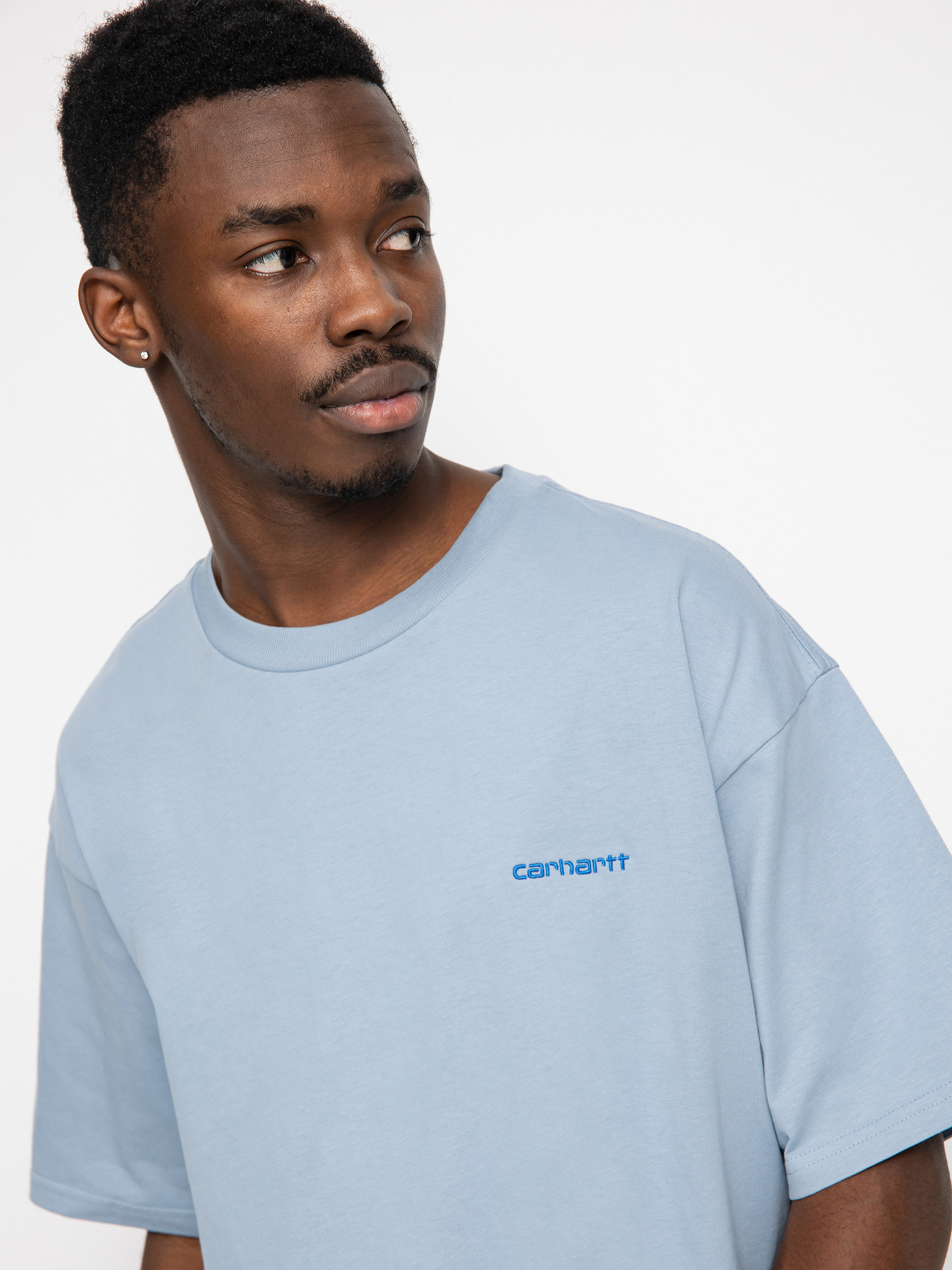 T-shirt Carhartt WIP Script Embroidery (frosted blue/gulf)