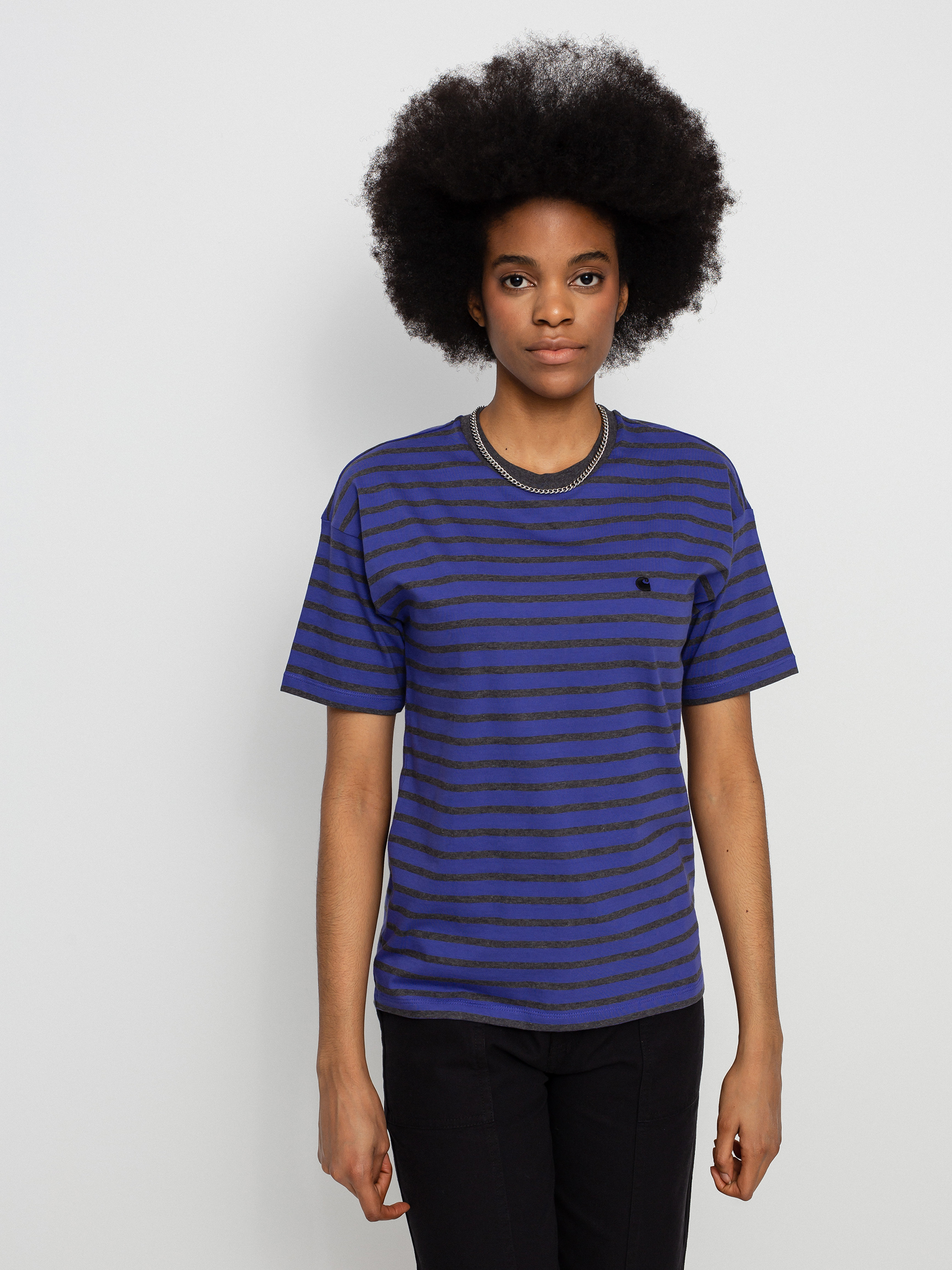 T-shirt Carhartt WIP Robie Wmn (robie stripe/razzmic/stormcloud heather)
