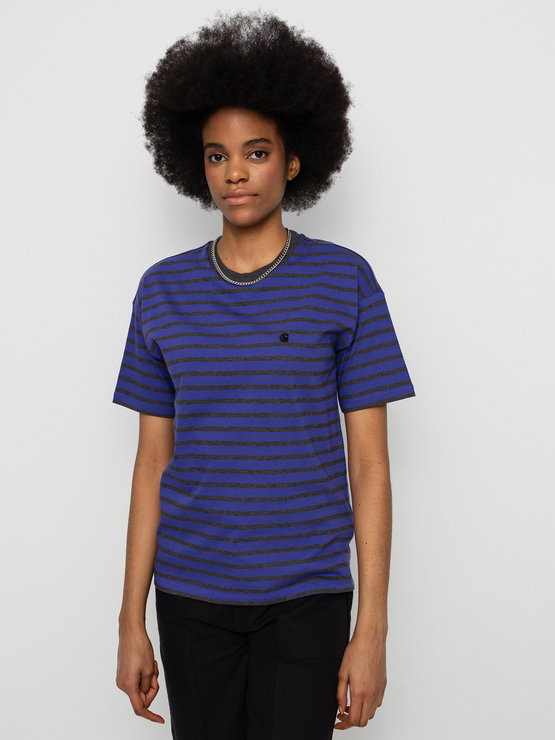 T-shirt Carhartt WIP Robie Wmn (robie stripe/razzmic/stormcloud heather)