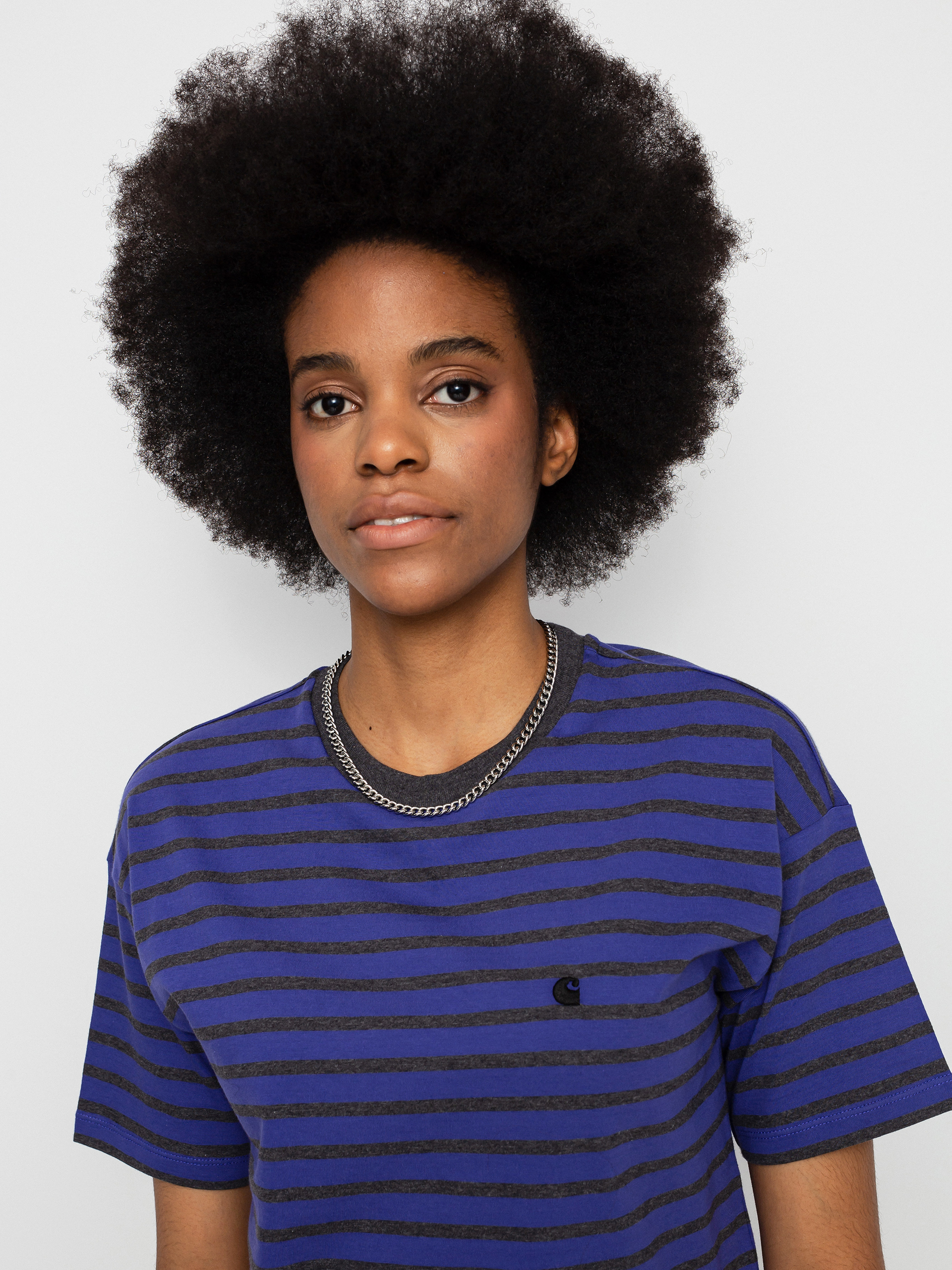 T-shirt Carhartt WIP Robie Wmn (robie stripe/razzmic/stormcloud heather)