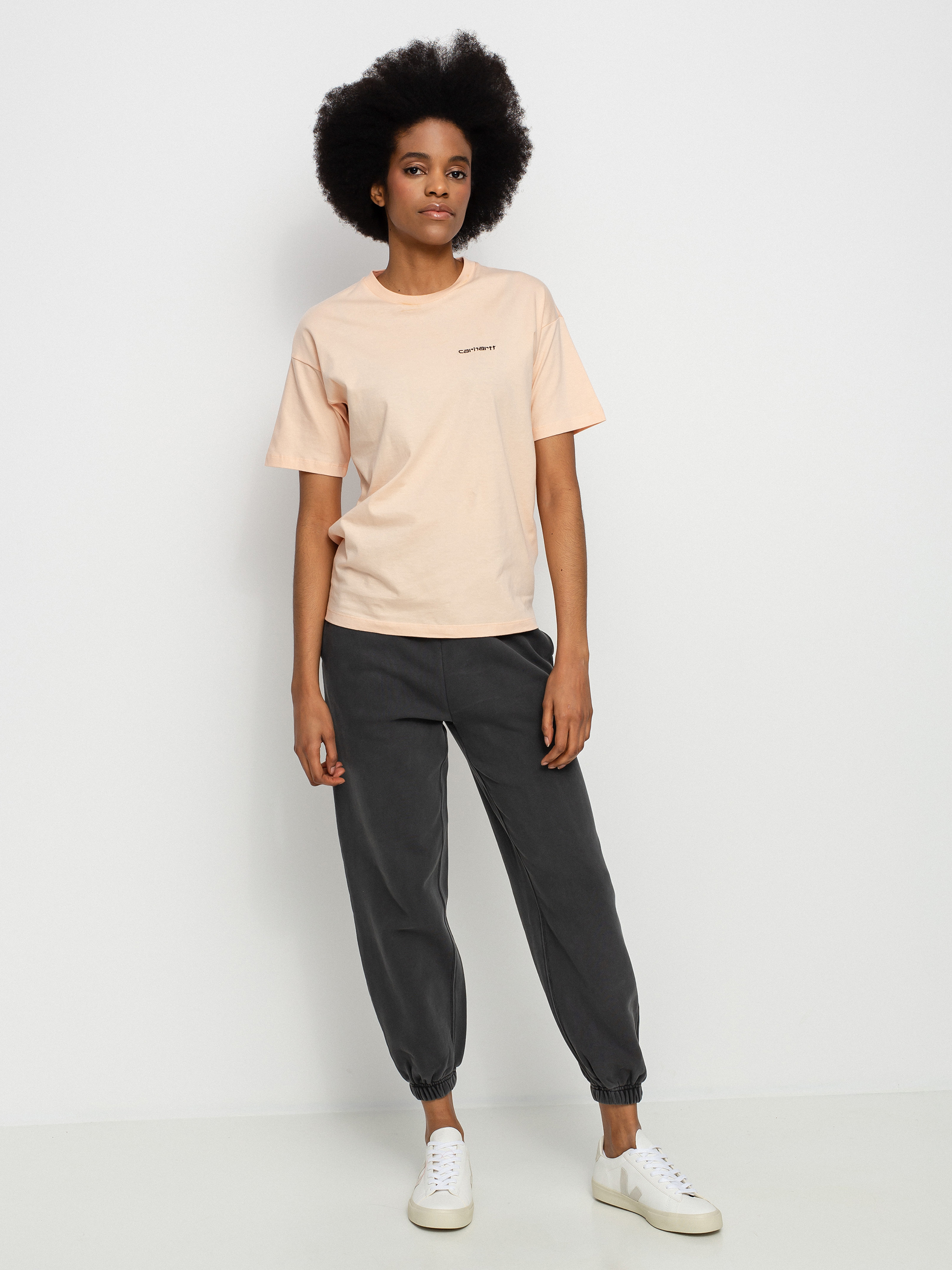 T-shirt Carhartt WIP Script Embroidery Wmn (grapefruit/black)