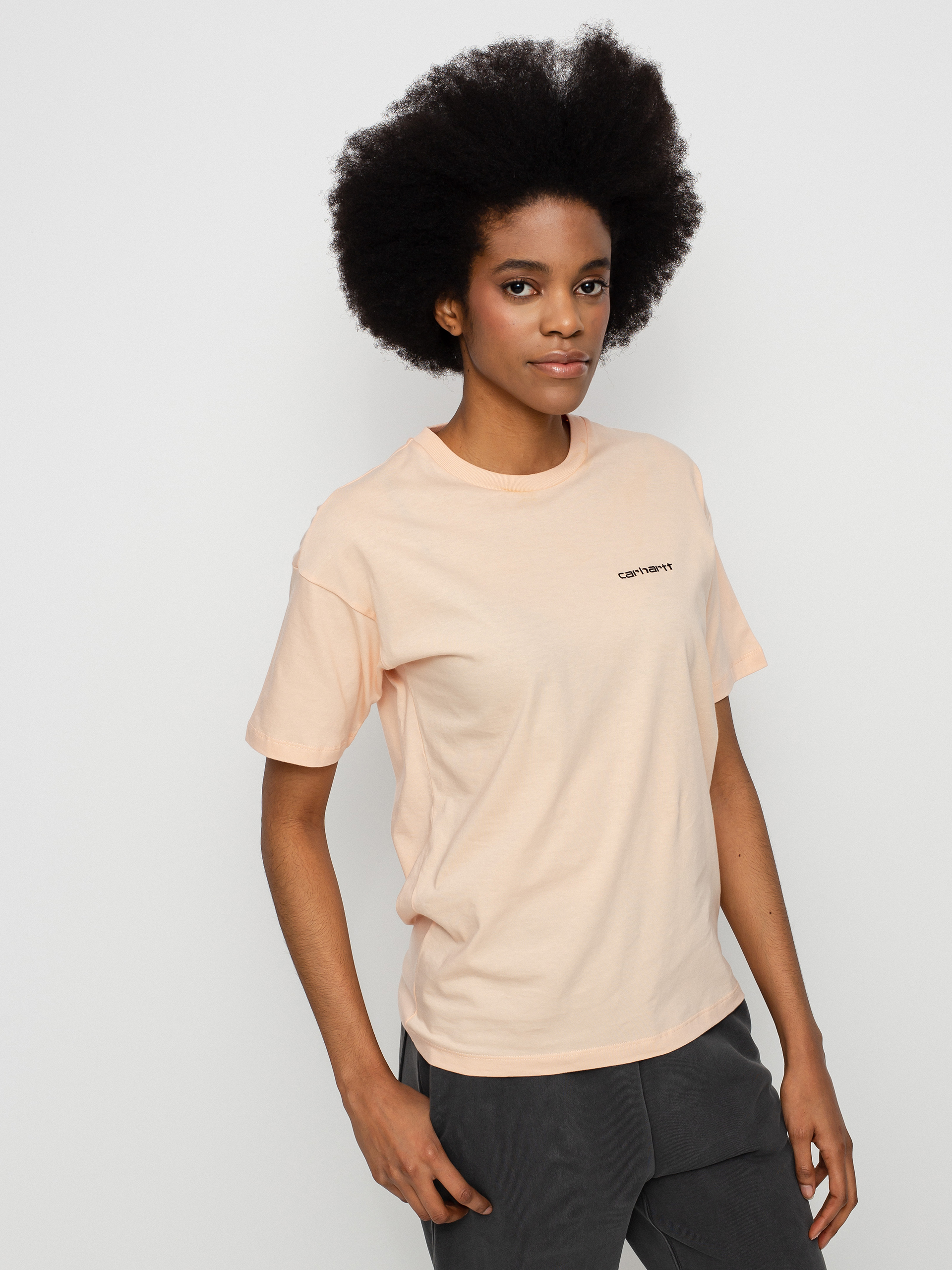 T-shirt Carhartt WIP Script Embroidery Wmn (grapefruit/black)