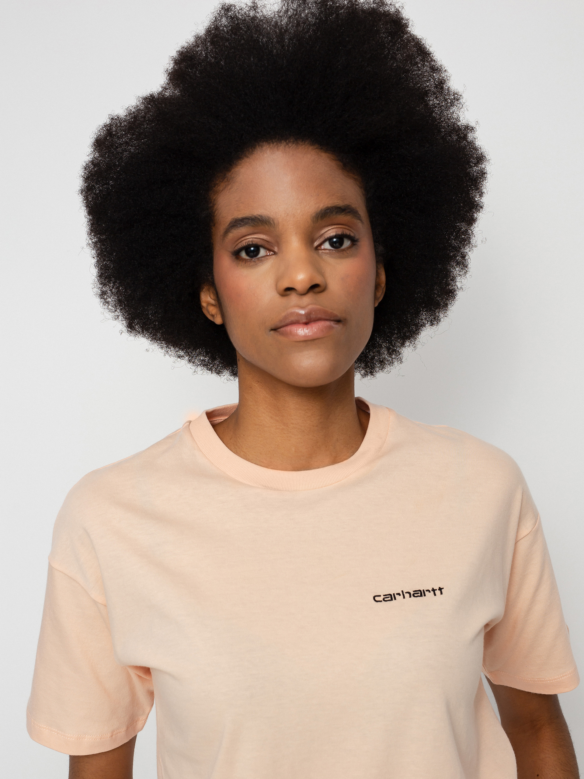 T-shirt Carhartt WIP Script Embroidery Wmn (grapefruit/black)