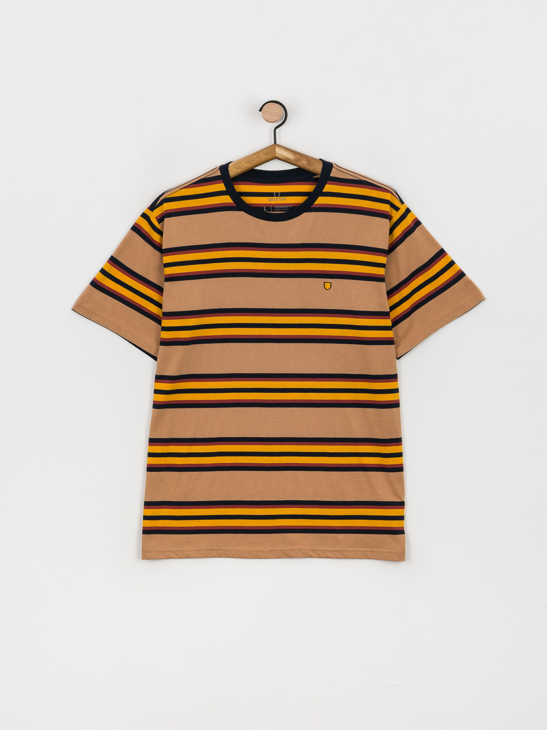 T-shirt Brixton Hilt Shield Knit (tan/golden glow/navy)
