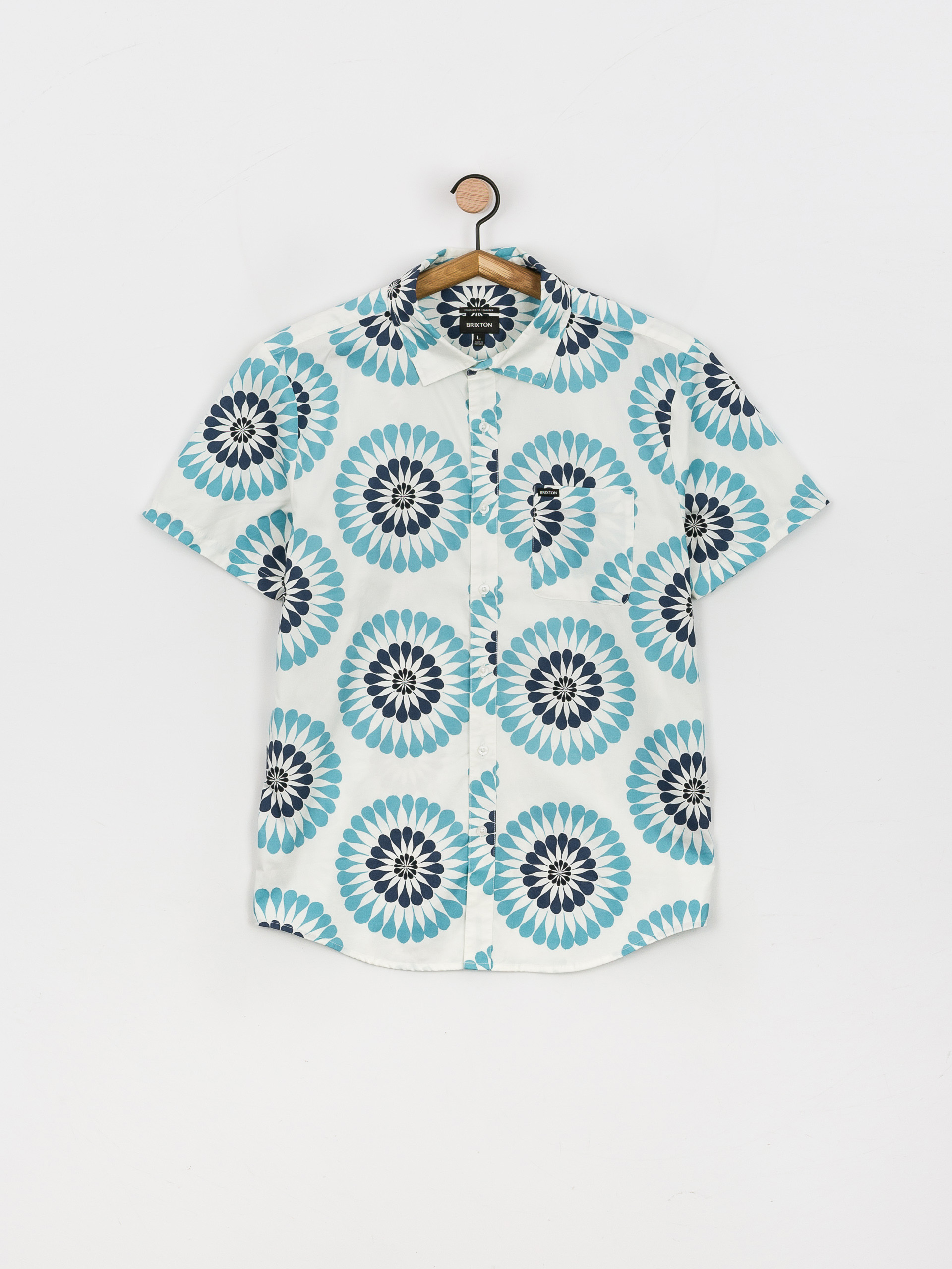 Koszula Brixton Charter Print (off white/teal)