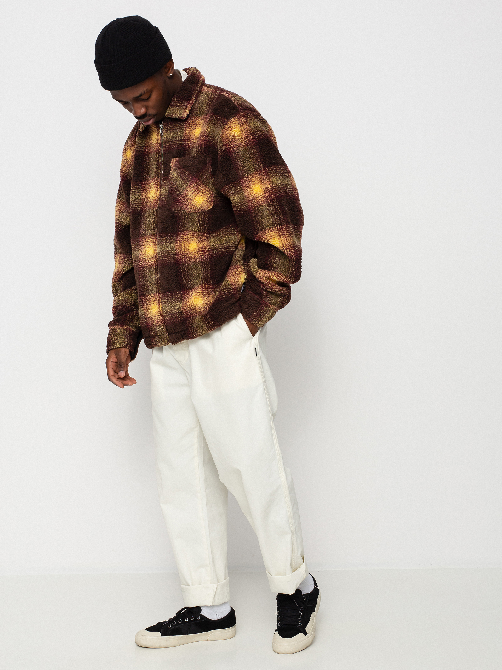 Kurtka Stussy Shadow Plaid Sherpa (brown)