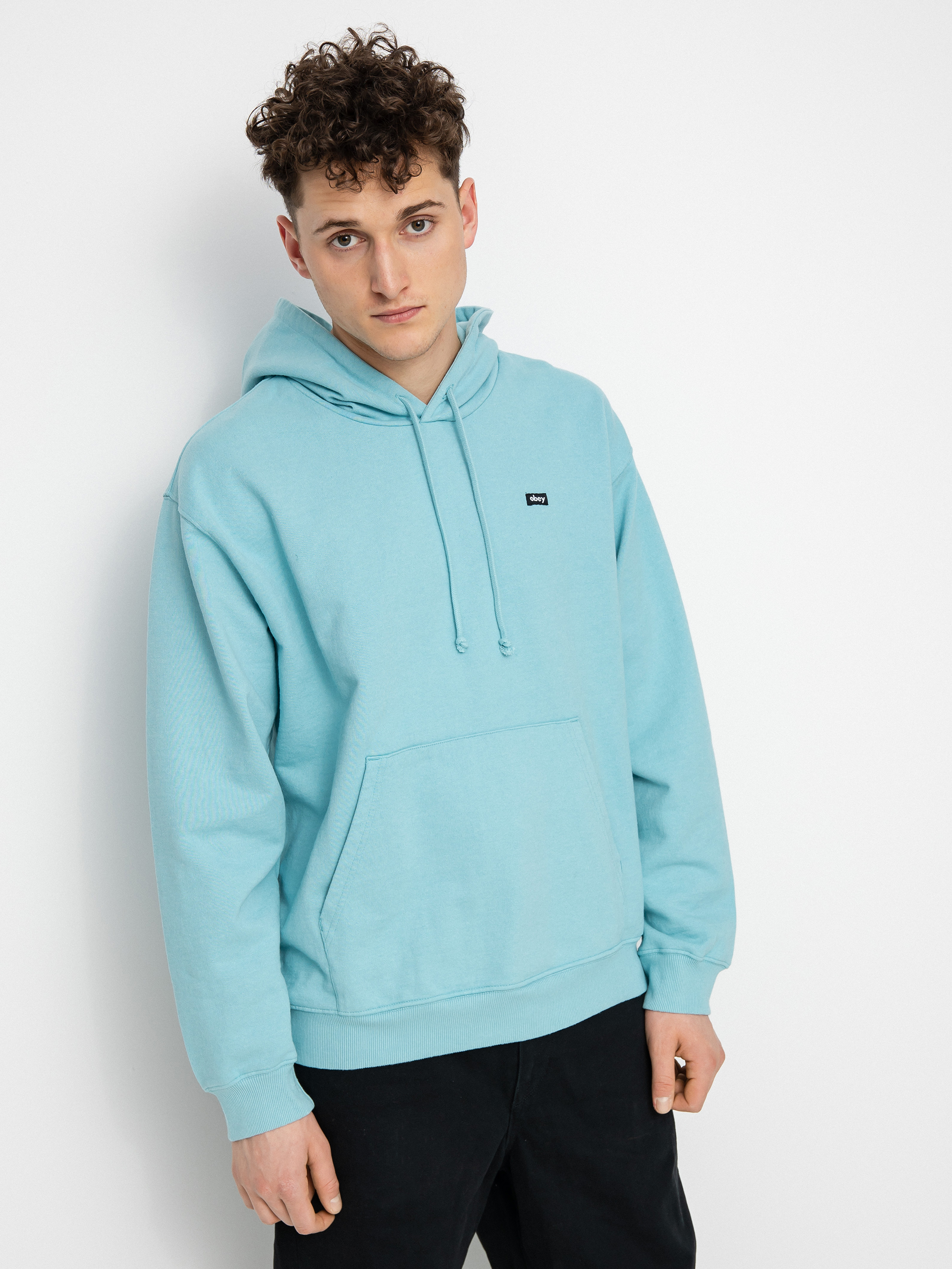 Bluza z kapturem OBEY Timeless Recycled Heavy HD (pigment turquoise tonic)