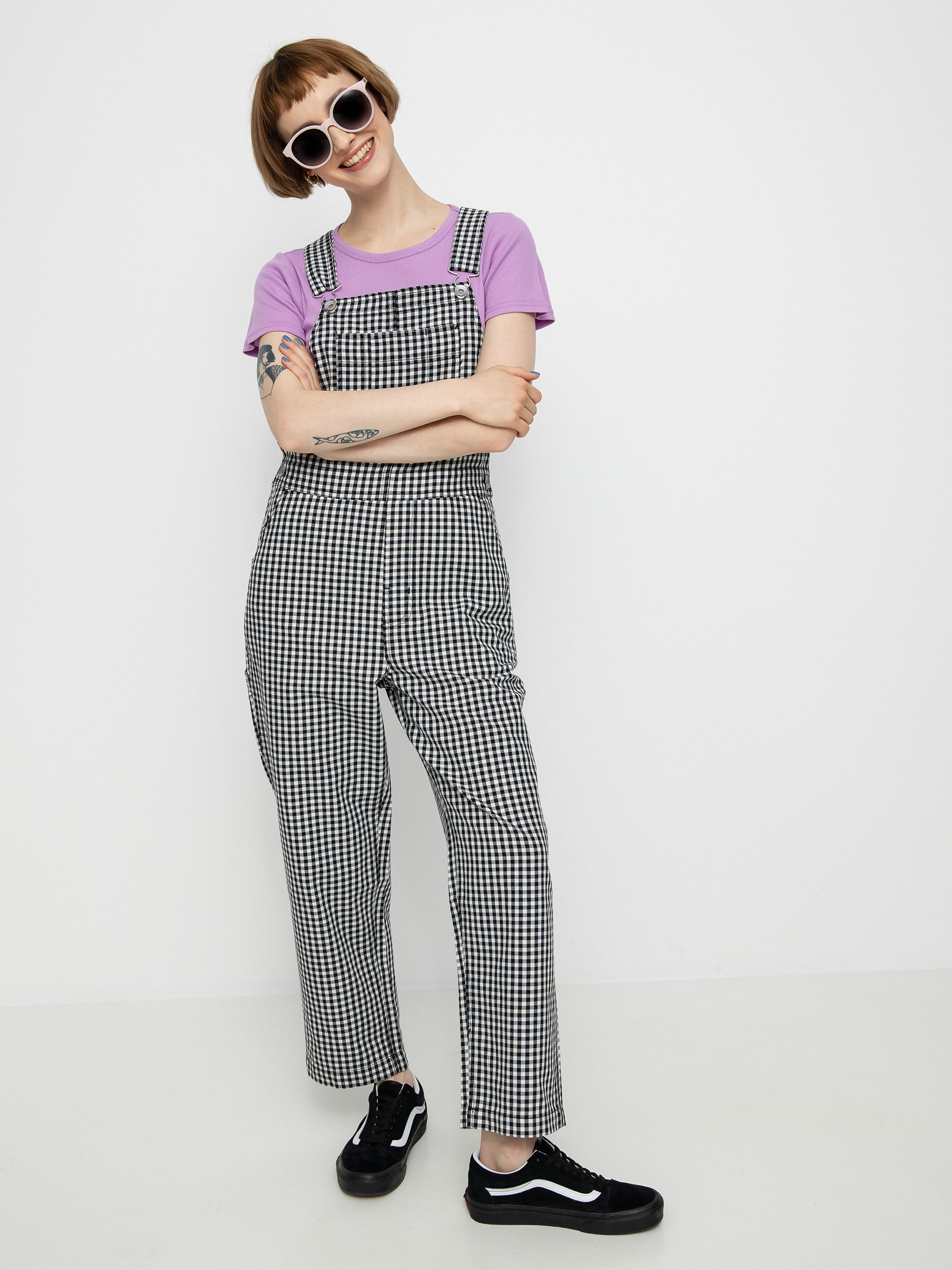 Spodnie Brixton Christina Crop Overall Wmn (black gingham)