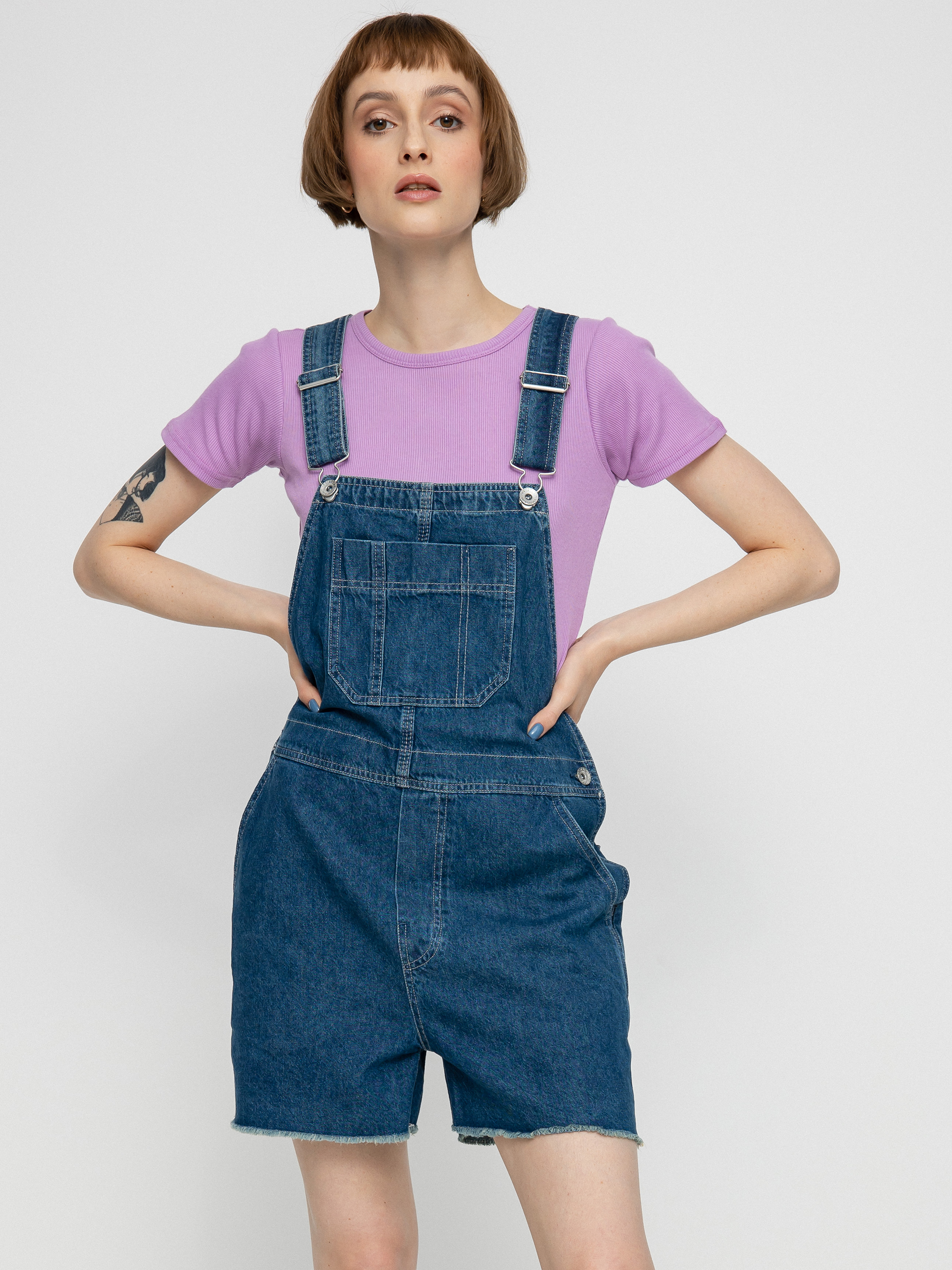 Szorty Brixton Christina Short Overall Wmn (indigo rinse)