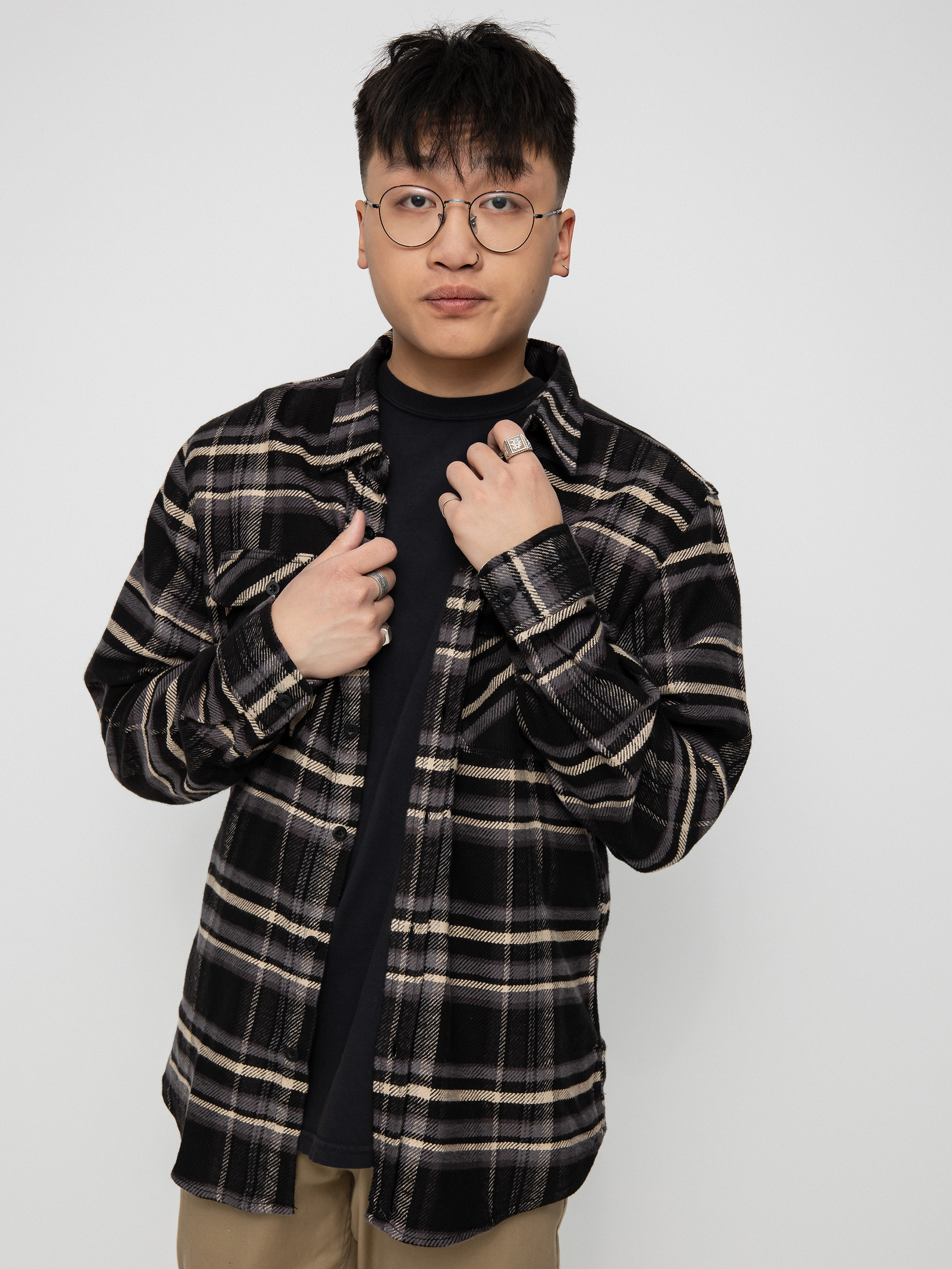 Koszula Brixton Bowery Stretch Flannel Ls (black/charcoal ii)