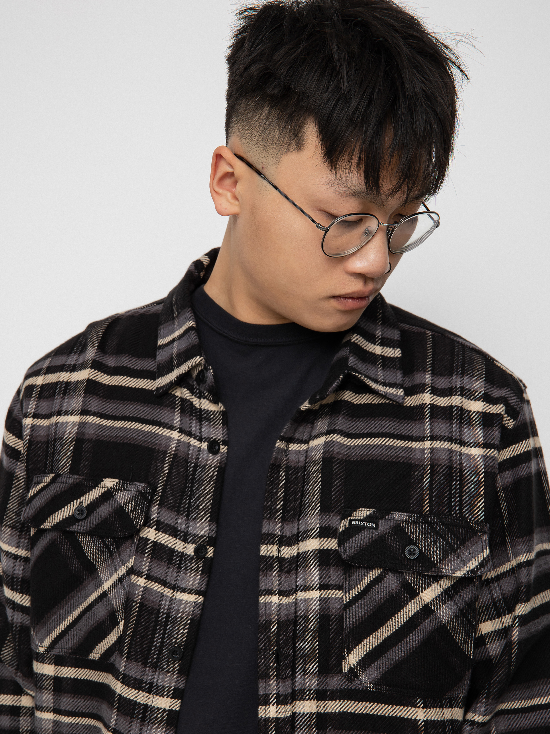 Koszula Brixton Bowery Stretch Flannel Ls (black/charcoal ii)