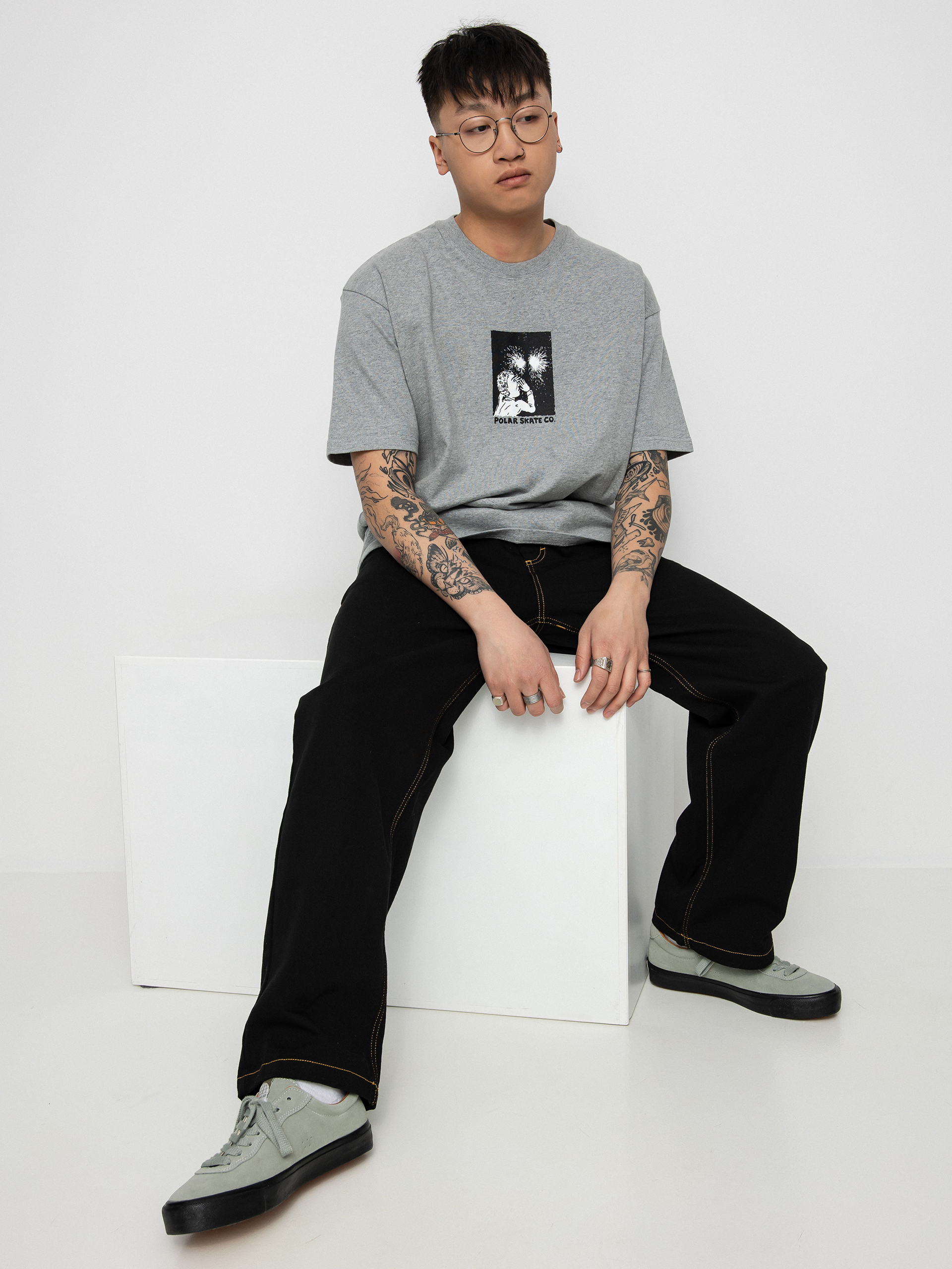 T-shirt Polar Skate Fireworks (heather grey)