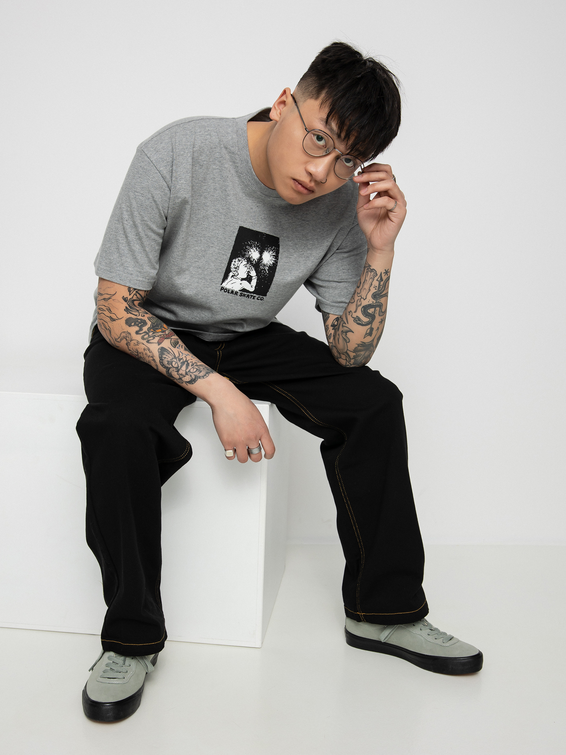 T-shirt Polar Skate Fireworks (heather grey)