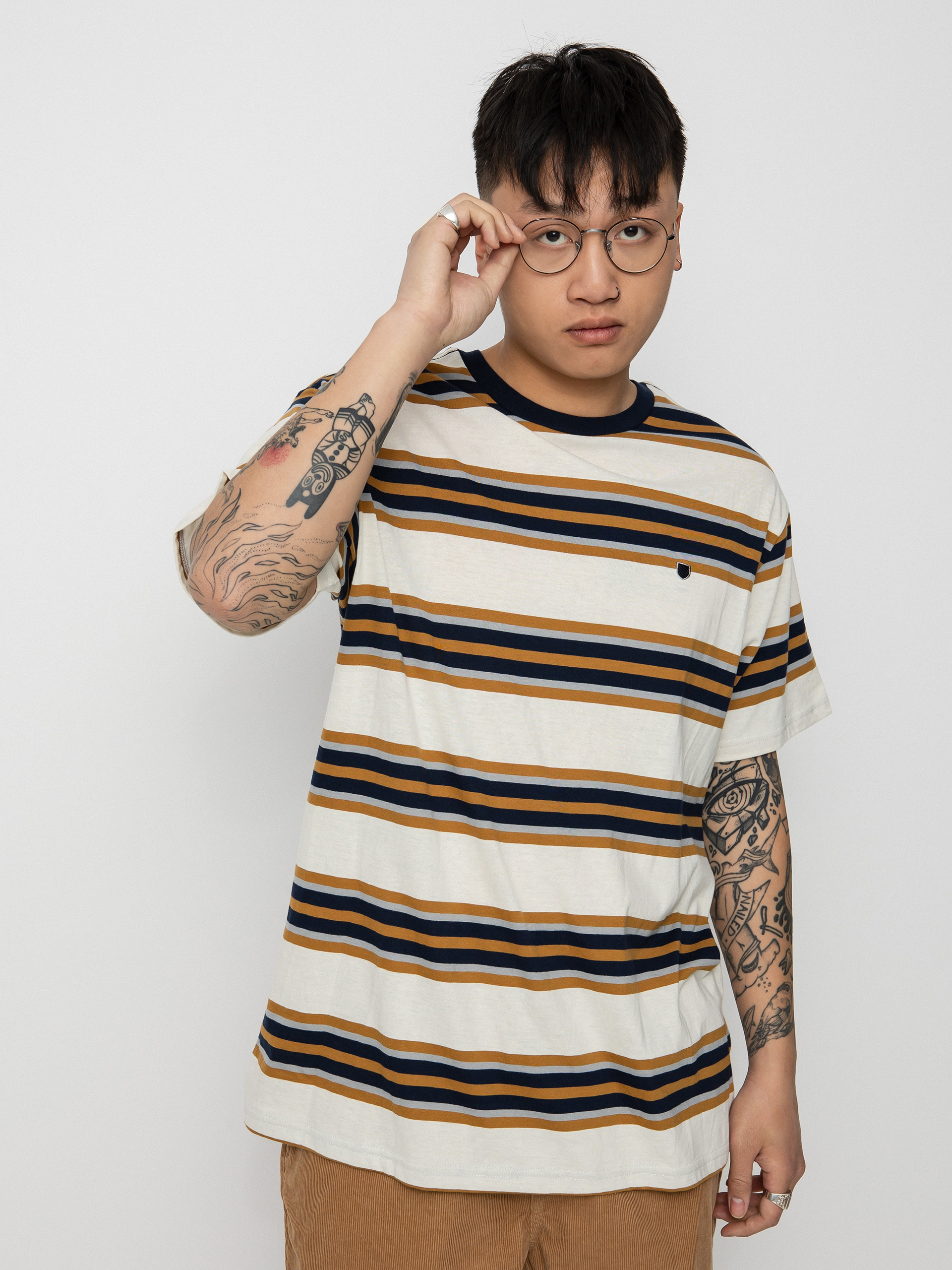 T-shirt Brixton Hilt Shield (off white/navy/medal bronze)