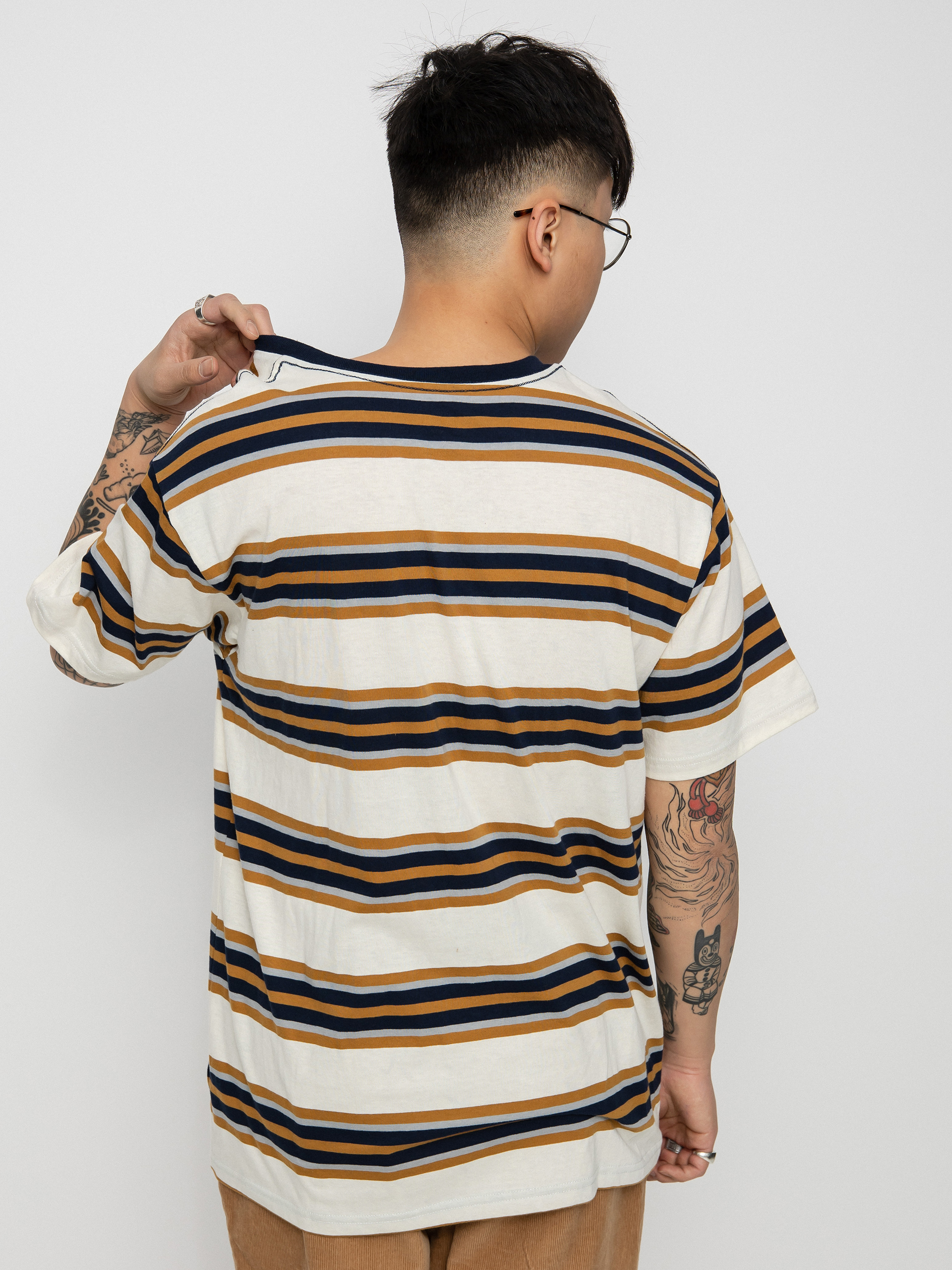T-shirt Brixton Hilt Shield (off white/navy/medal bronze)