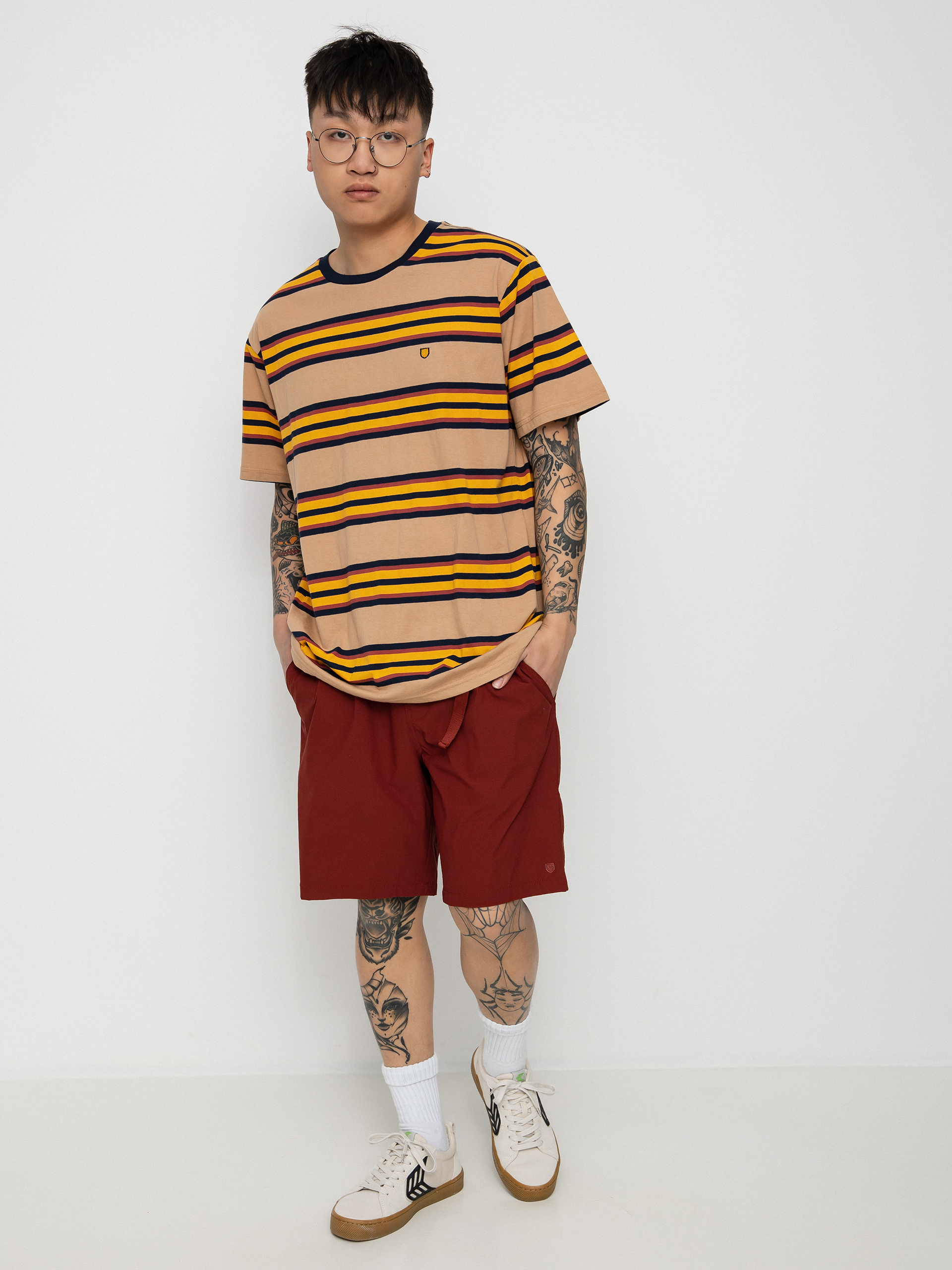 T-shirt Brixton Hilt Shield Knit (tan/golden glow/navy)