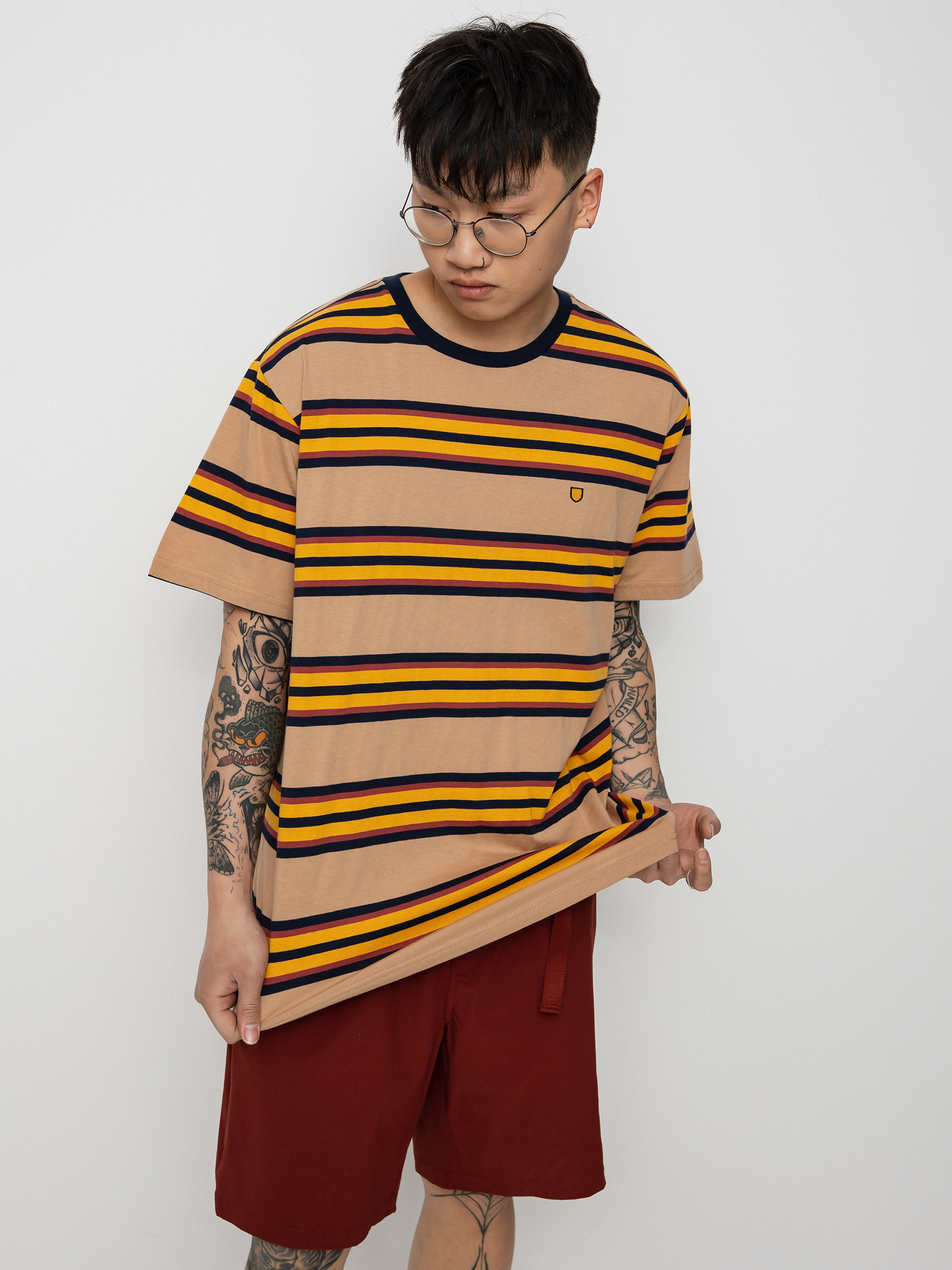 T-shirt Brixton Hilt Shield Knit (tan/golden glow/navy)