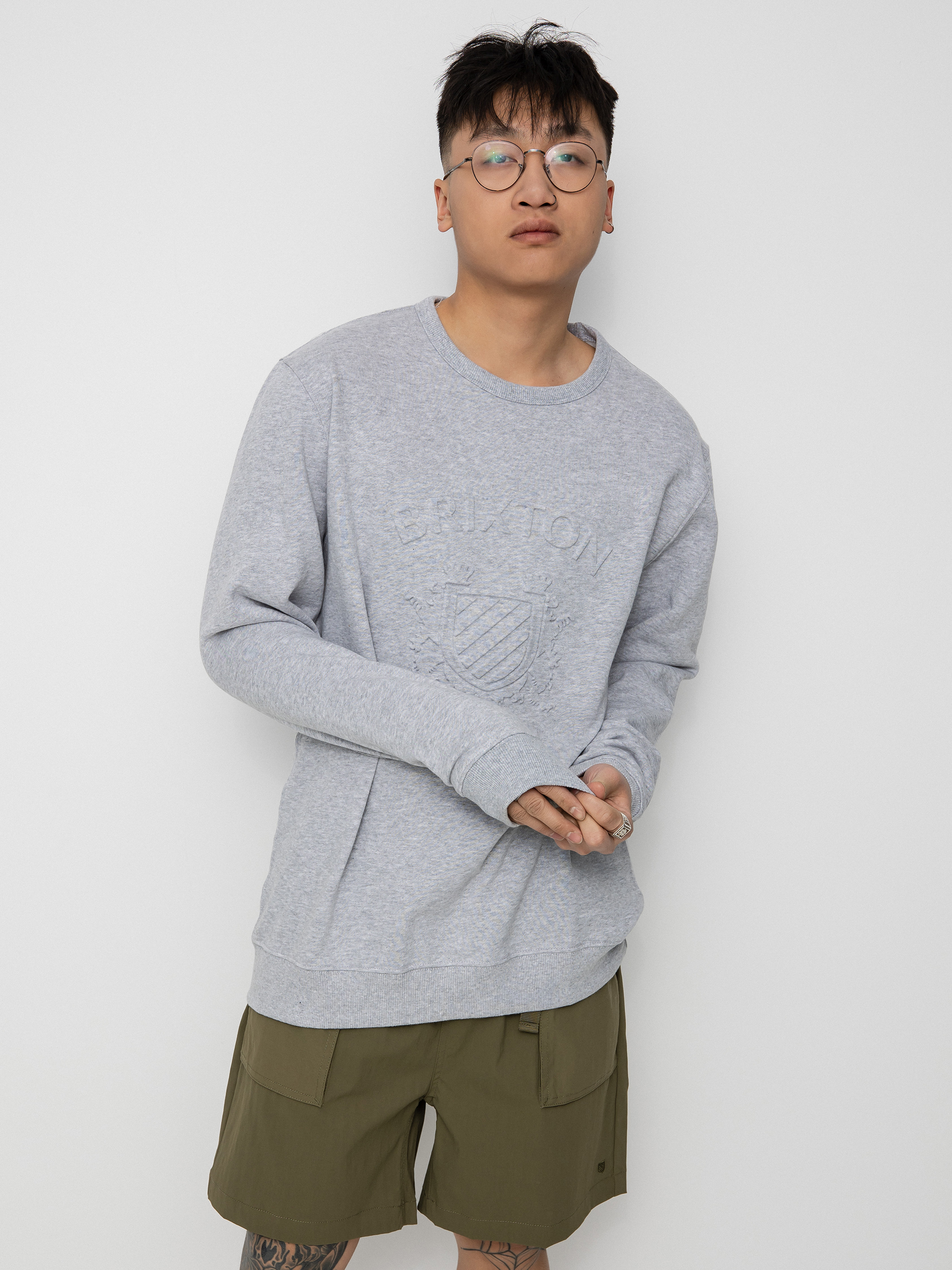 Bluza Brixton Lion Crest Crew (heather grey)