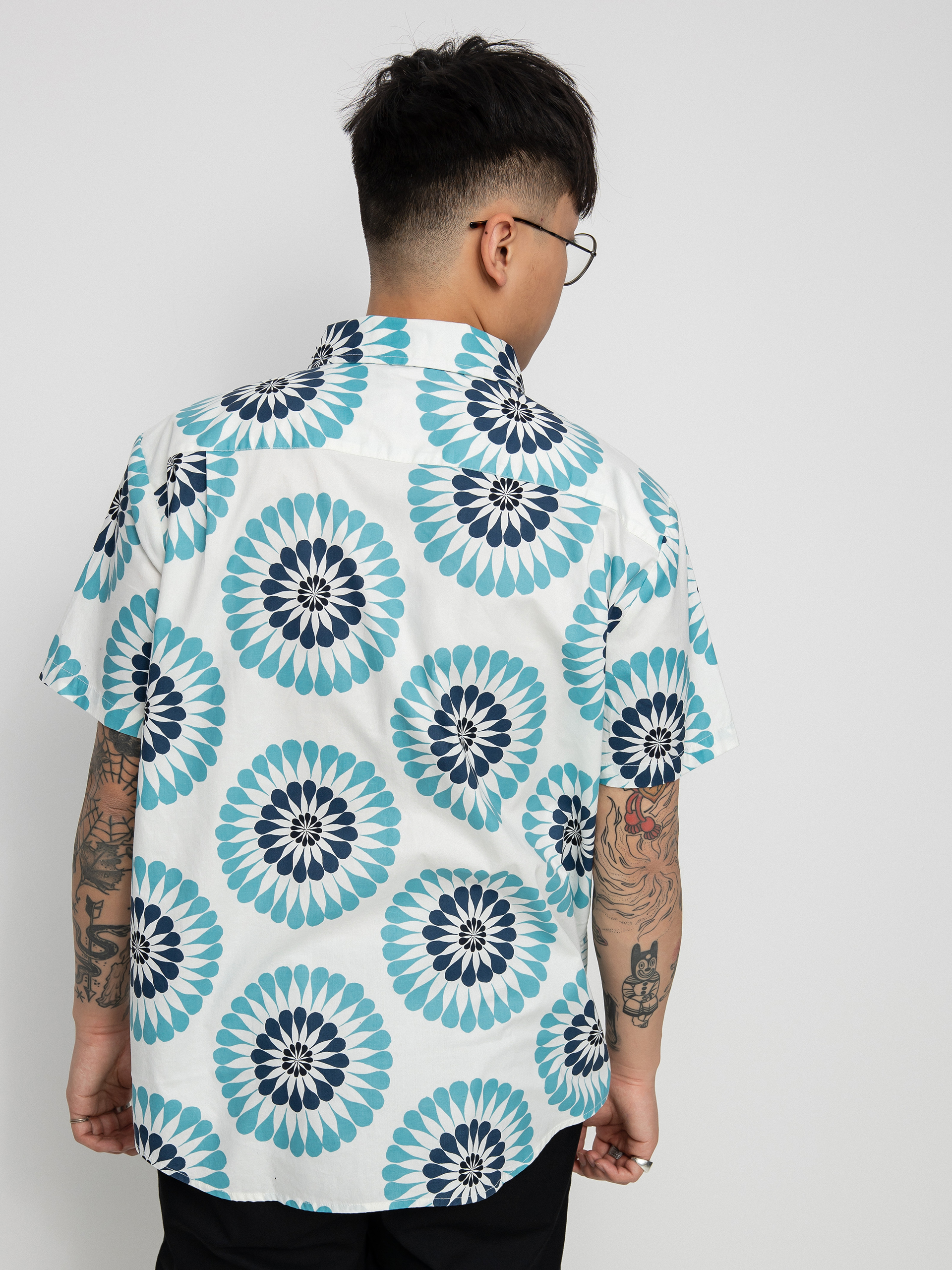 Koszula Brixton Charter Print (off white/teal)