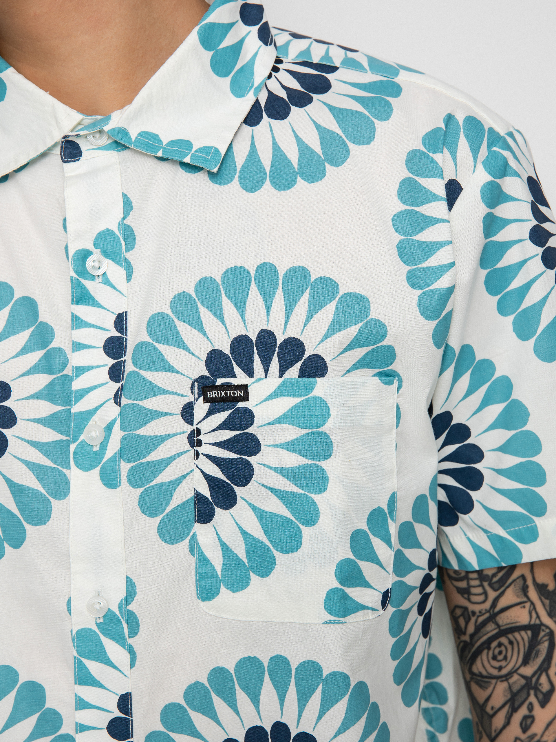 Koszula Brixton Charter Print (off white/teal)