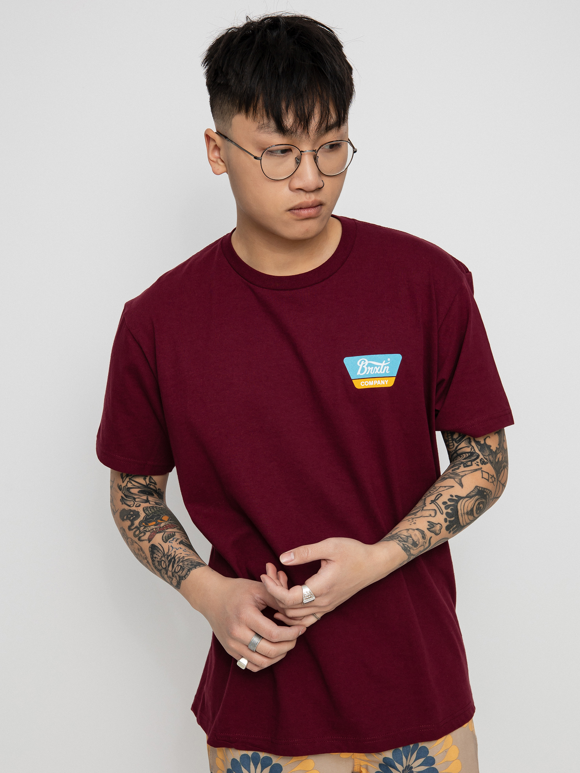 T-shirt Brixton Linwood (burgundy/teal)