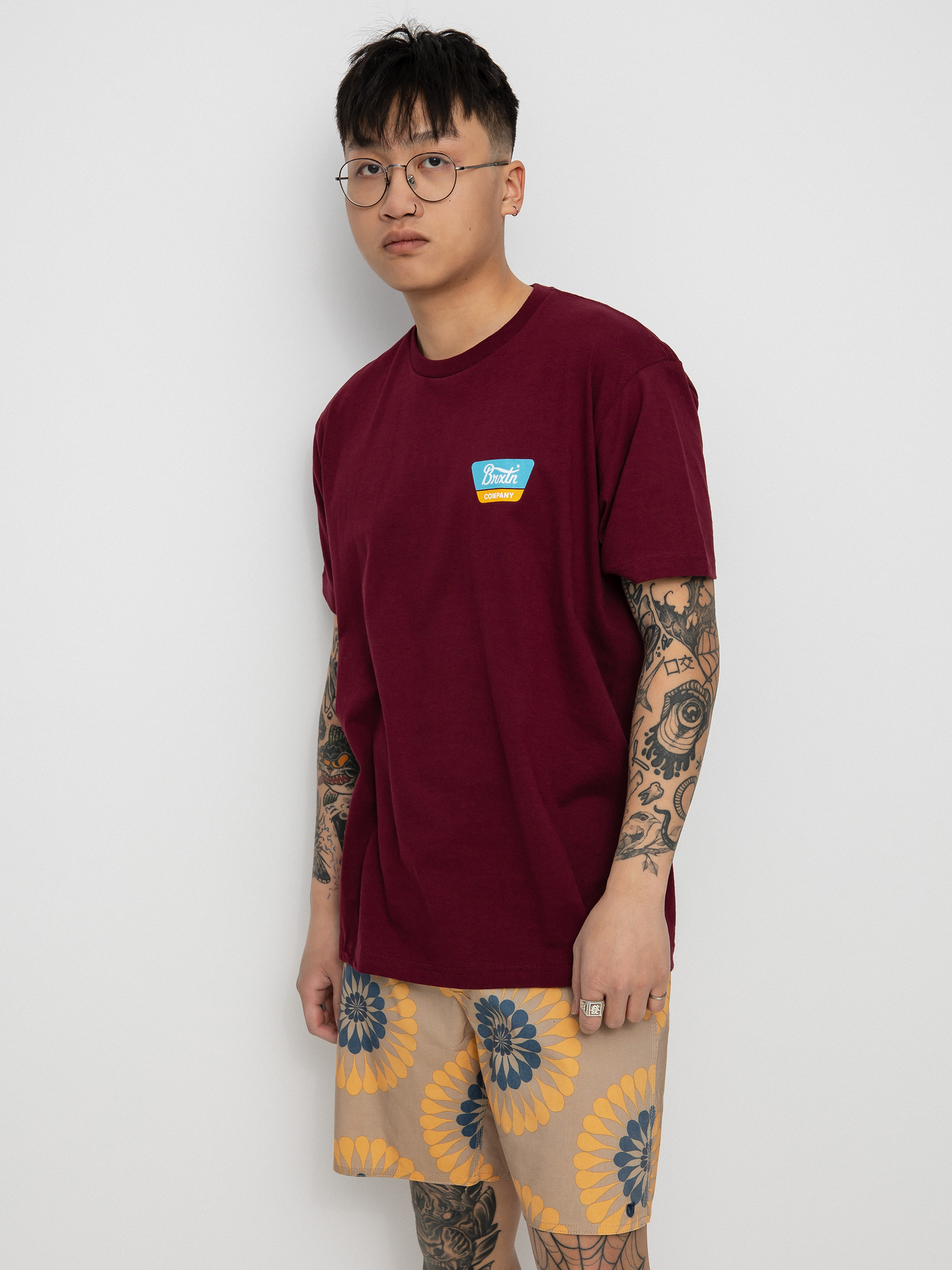 T-shirt Brixton Linwood (burgundy/teal)