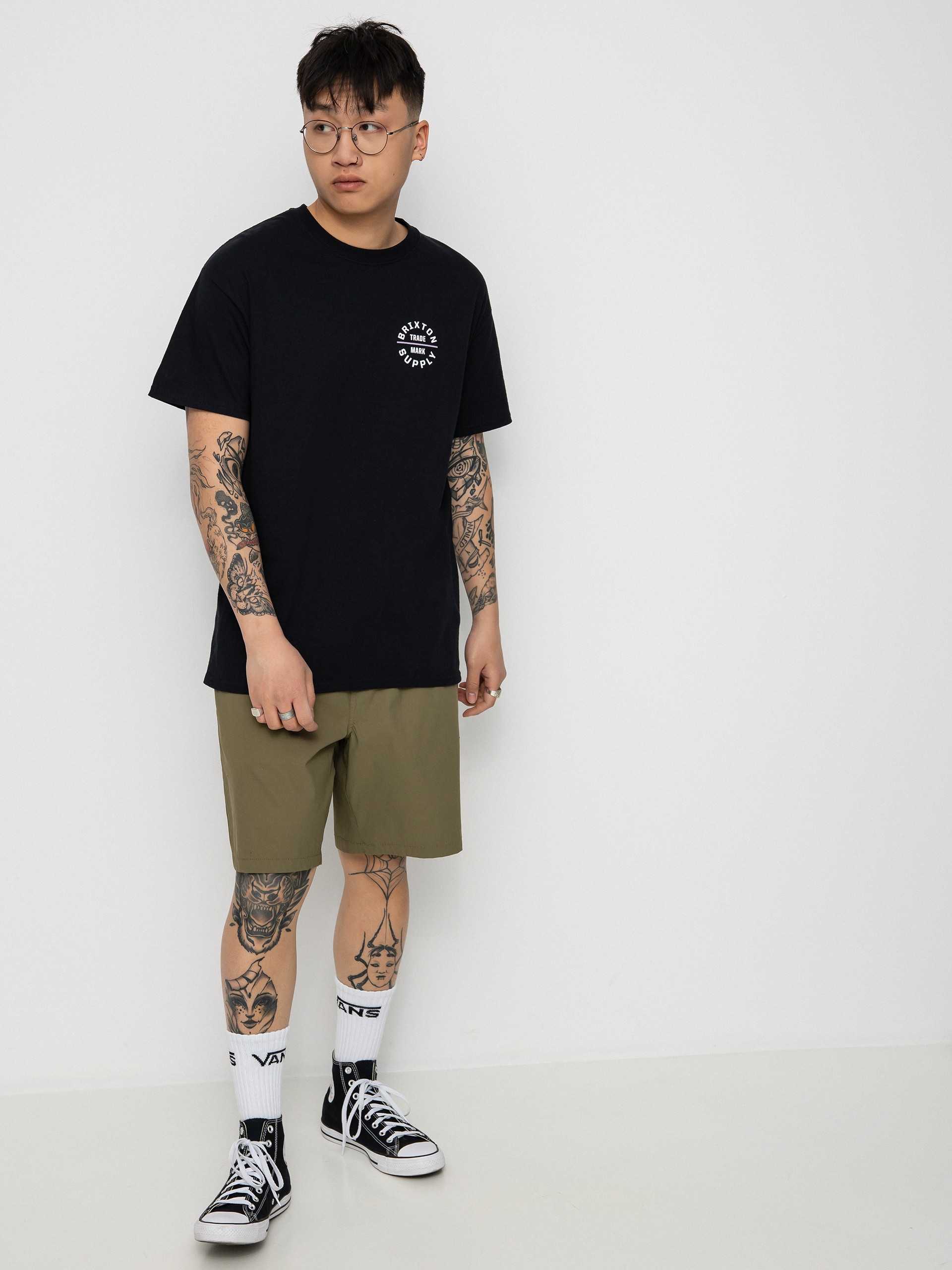 T-shirt Brixton Oath V (black/orchid)