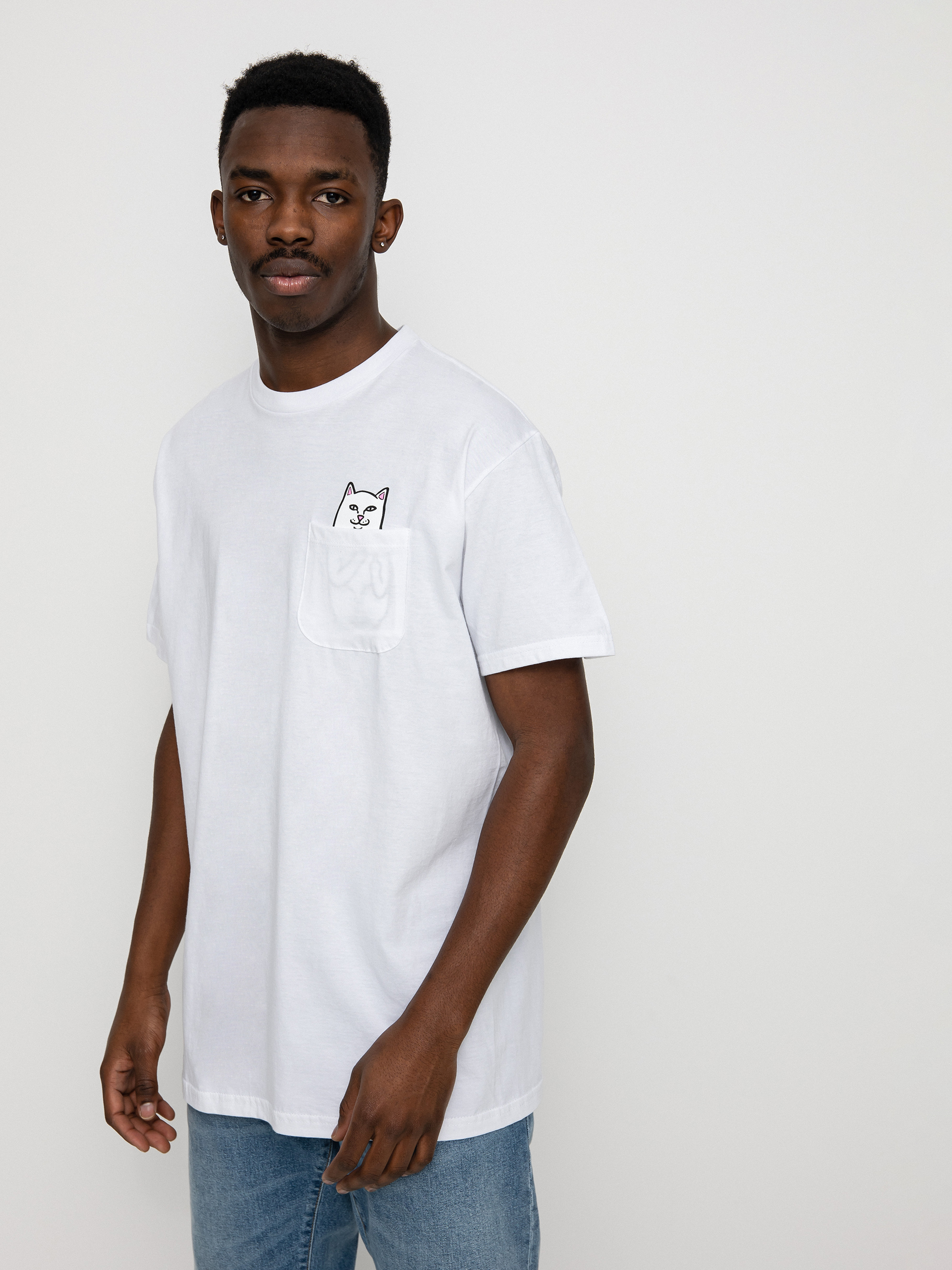 T-shirt RipNDip Lord Nermal Pocket - biały (white)