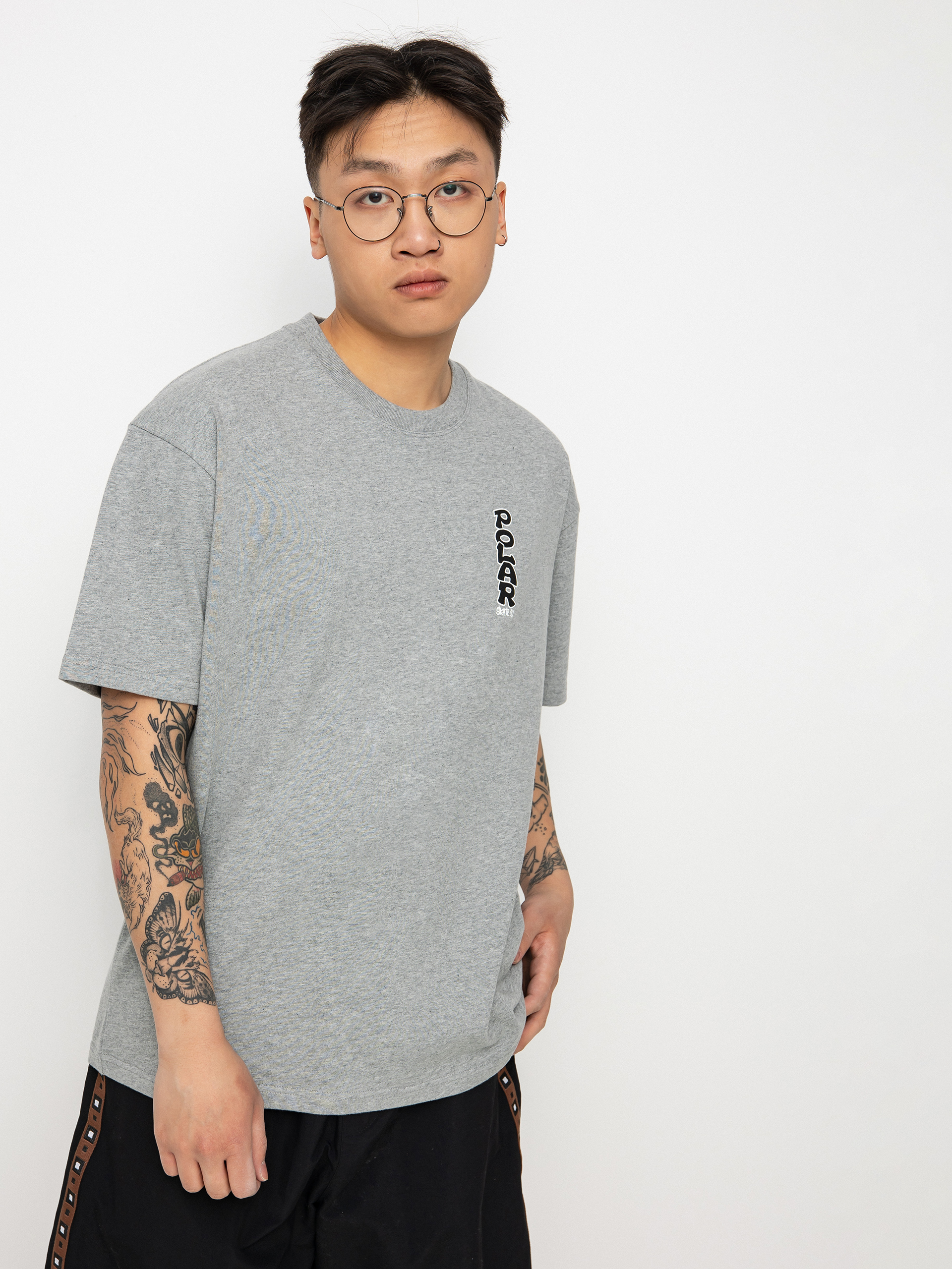 T-shirt Polar Skate Vertical Logo (heather grey)