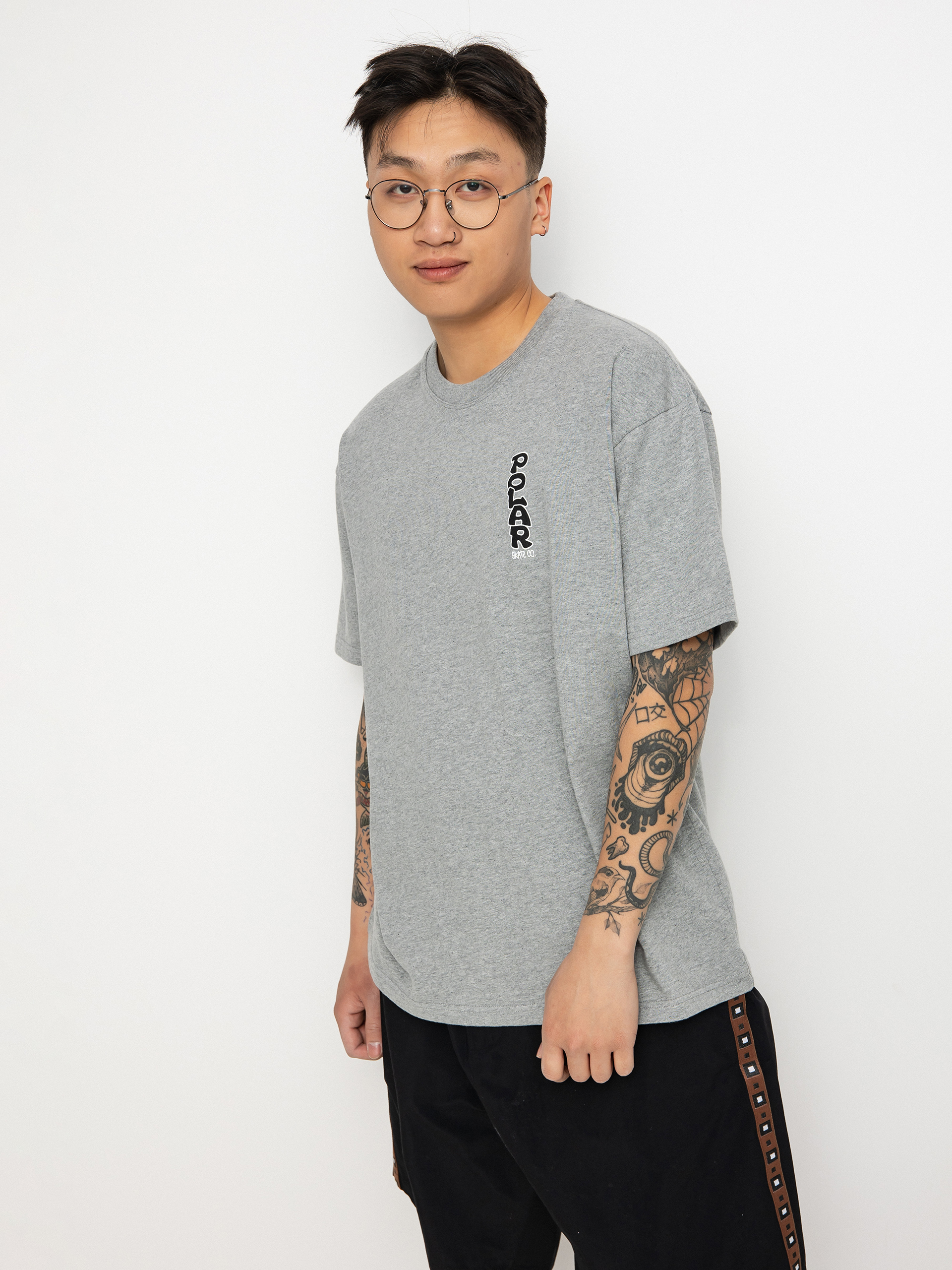 T-shirt Polar Skate Vertical Logo (heather grey)