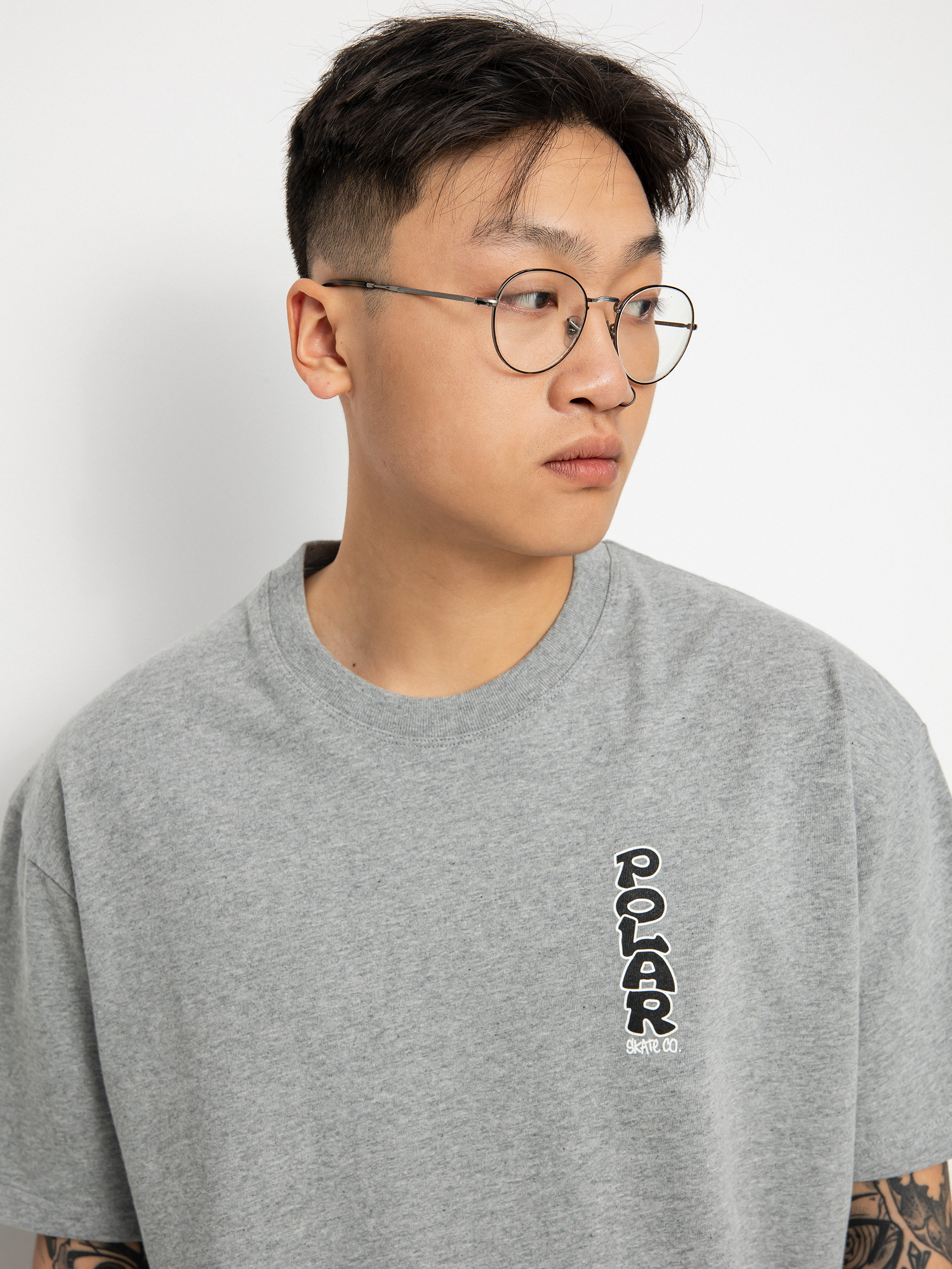 T-shirt Polar Skate Vertical Logo (heather grey)