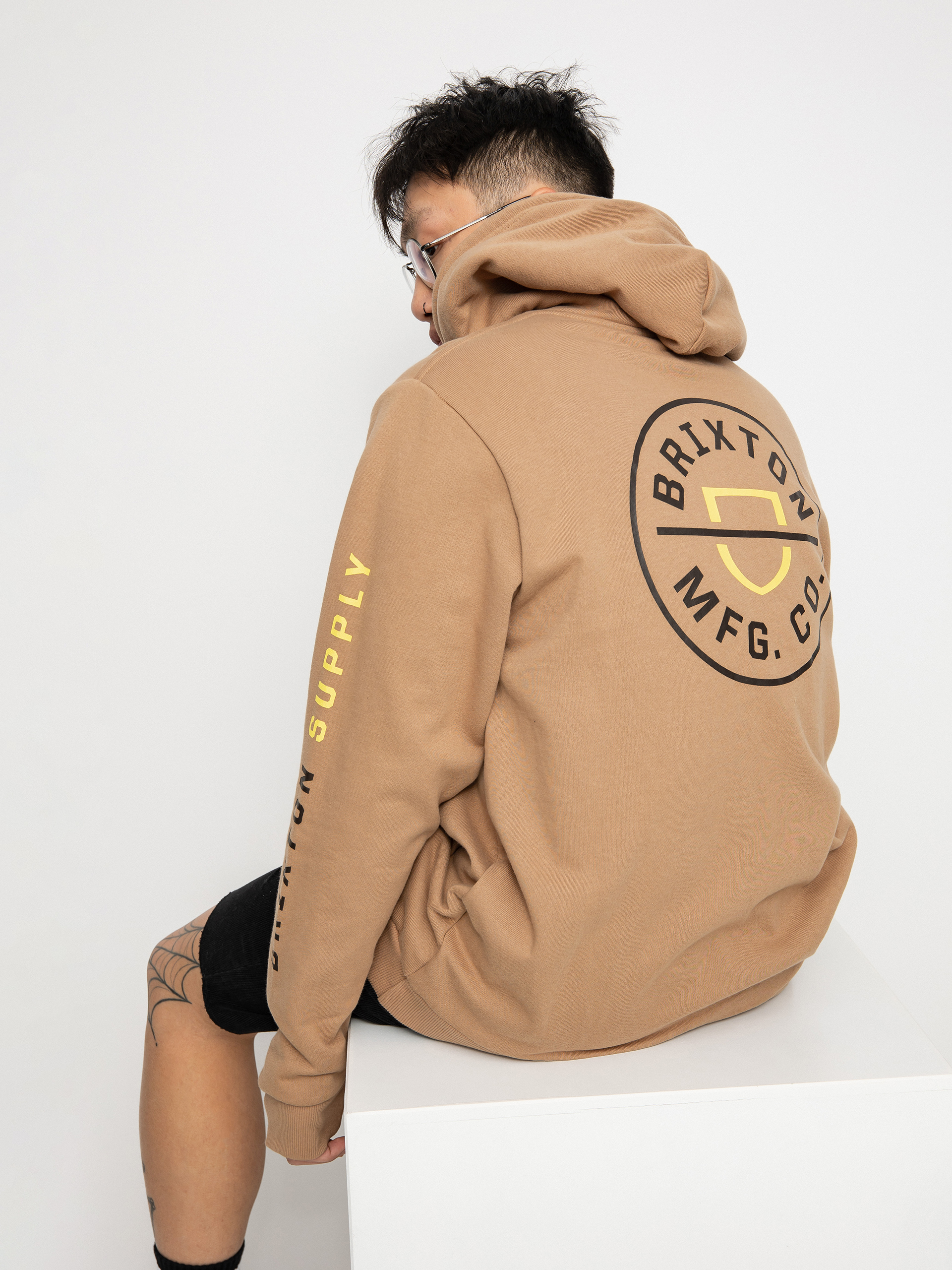 Bluza z kapturem Brixton Crest HD (mojave/deep brown/limelight)